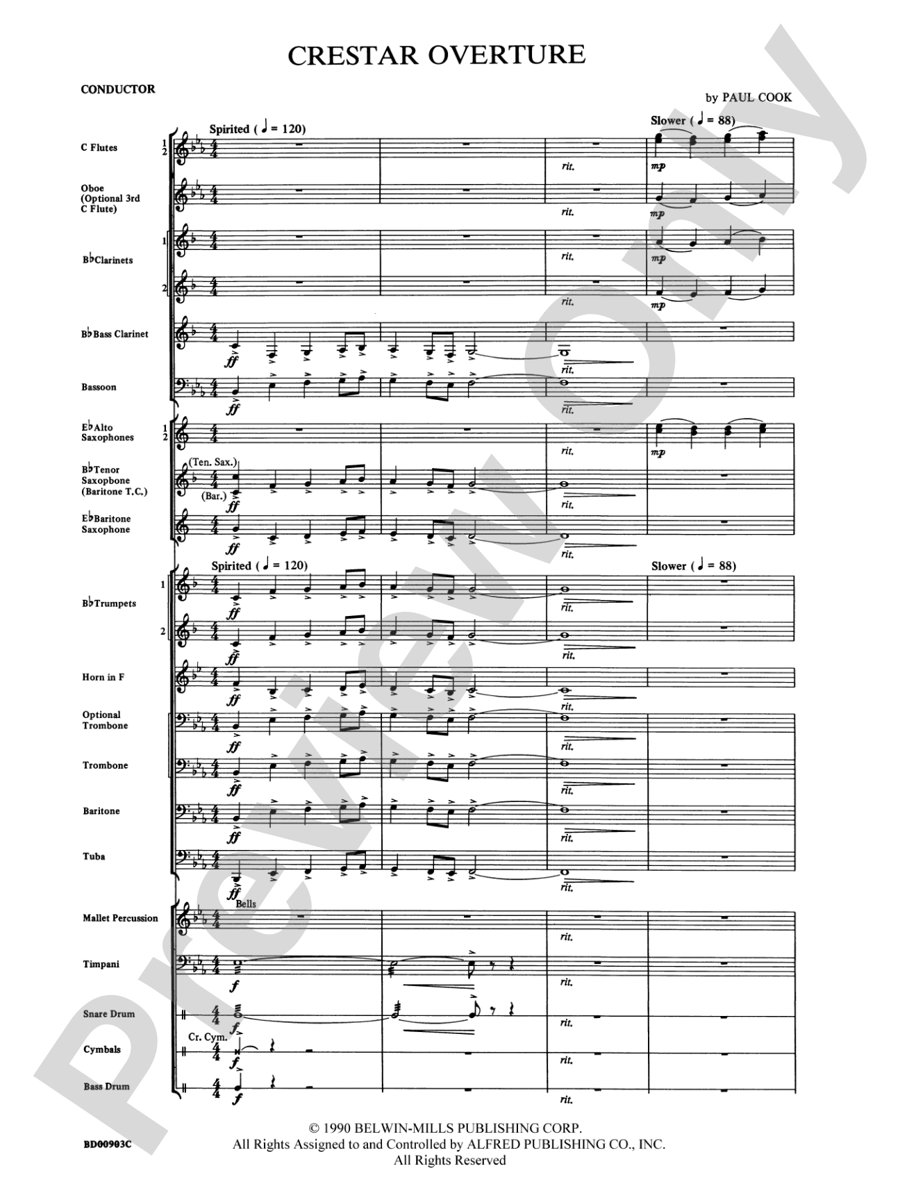 Crestar Overture: Concert Band Conductor Score & Parts