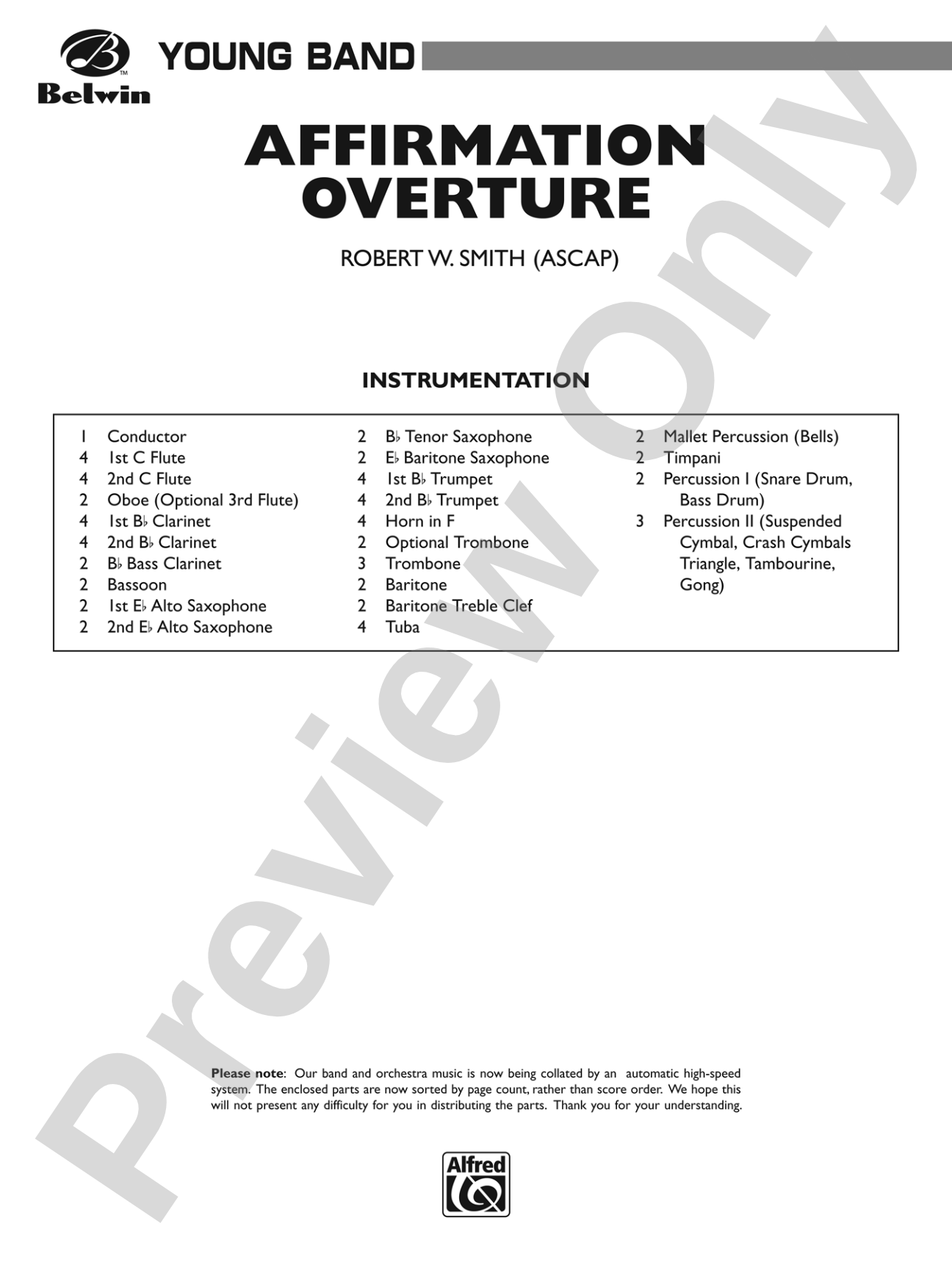 Affirmation Overture: Concert Band Conductor Score & Parts