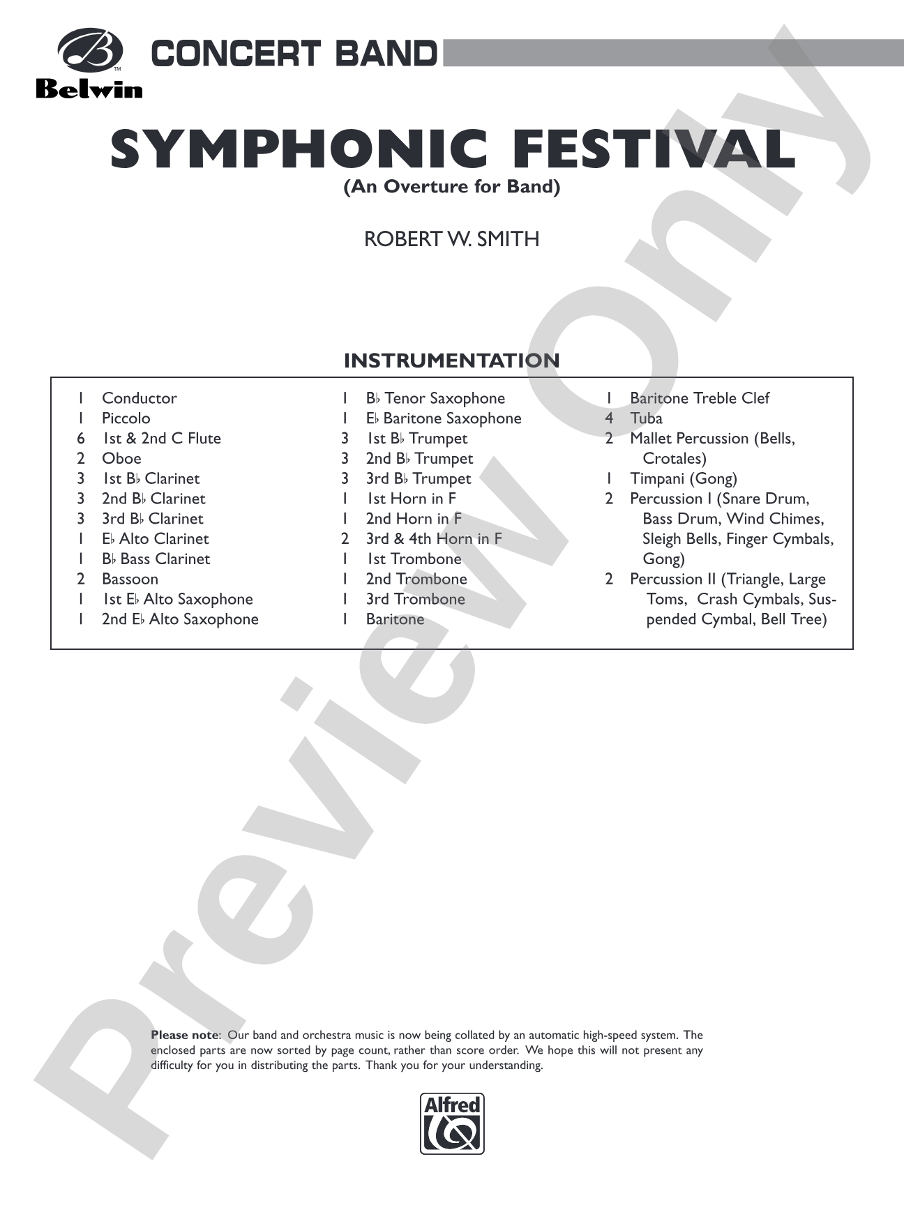 Symphonic Festival (An Overture for Band): Concert Band Conductor Score & Parts