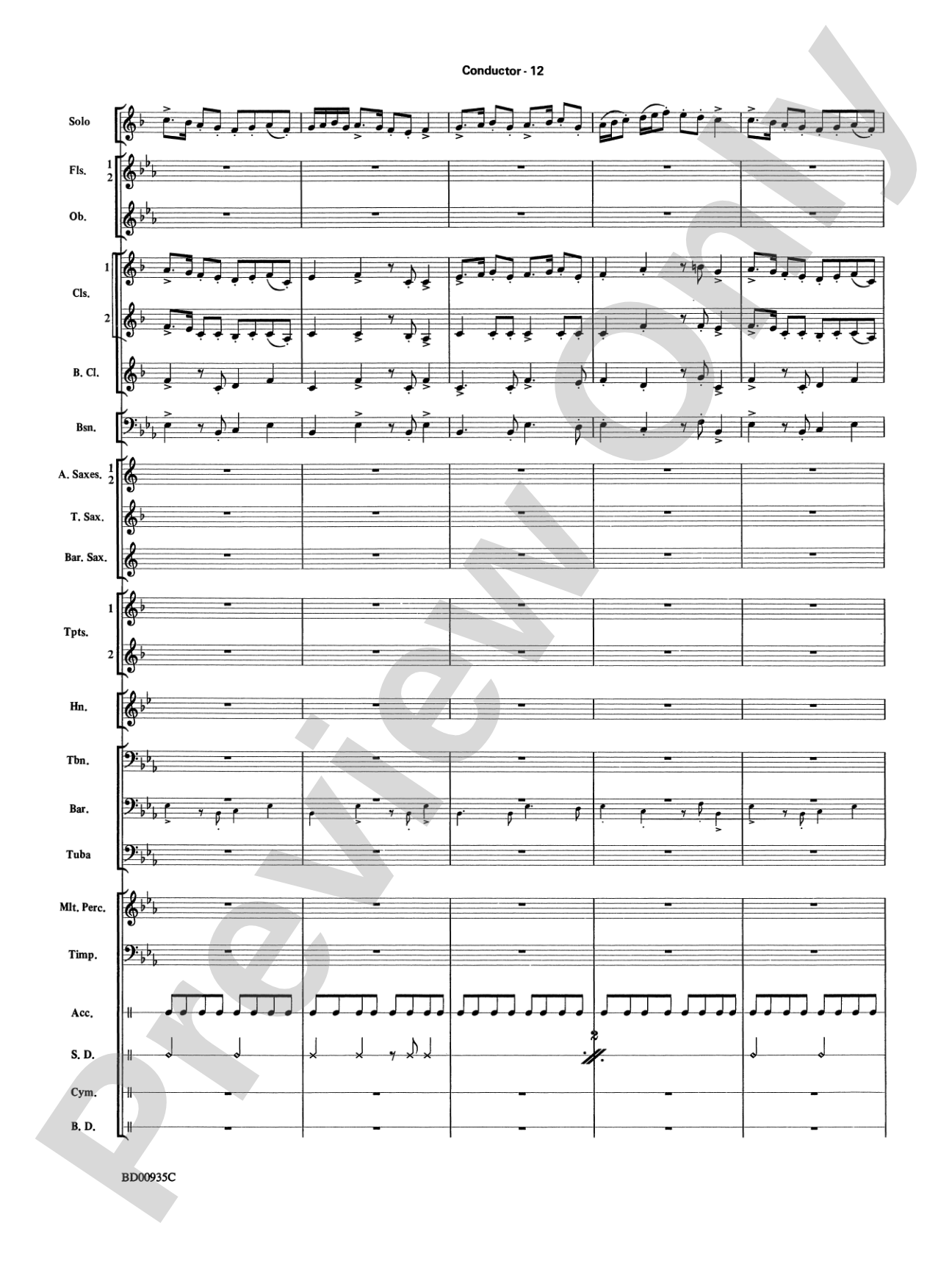 Christmas Concerto (Solo Trumpet, Clarinet, Flute, or Alto Saxophone and Band): Concert Band Conductor Score & Parts
