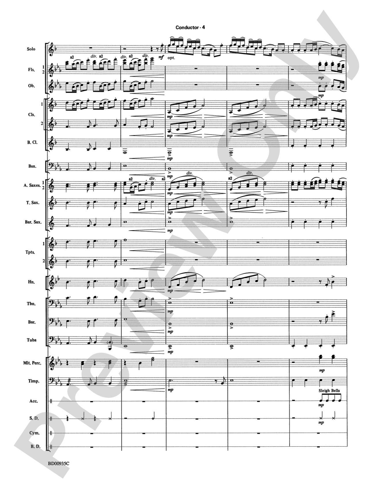 Christmas Concerto (Solo Trumpet, Clarinet, Flute, or Alto Saxophone and Band): Concert Band Conductor Score & Parts
