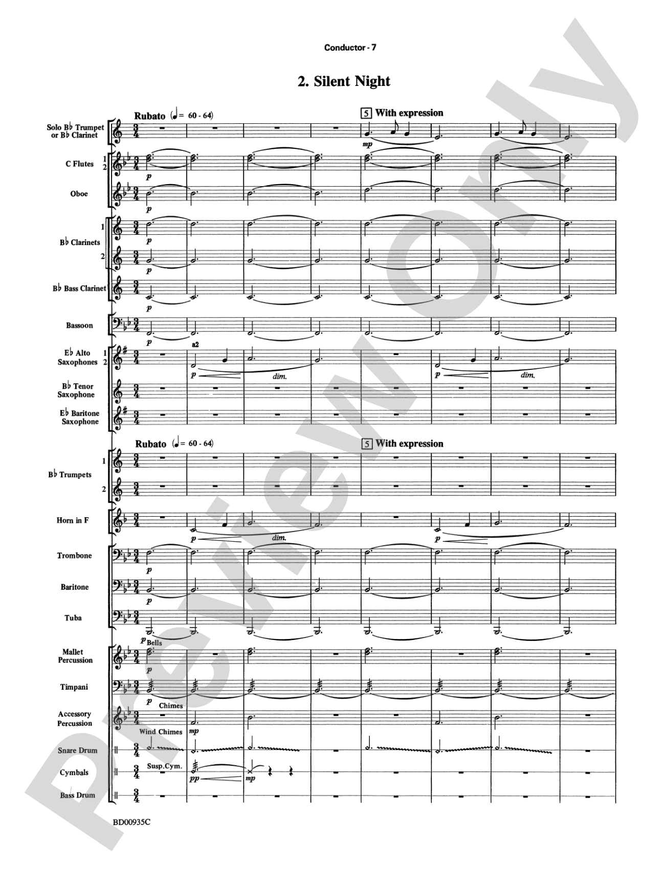 Christmas Concerto (Solo Trumpet, Clarinet, Flute, or Alto Saxophone and Band): Concert Band Conductor Score & Parts