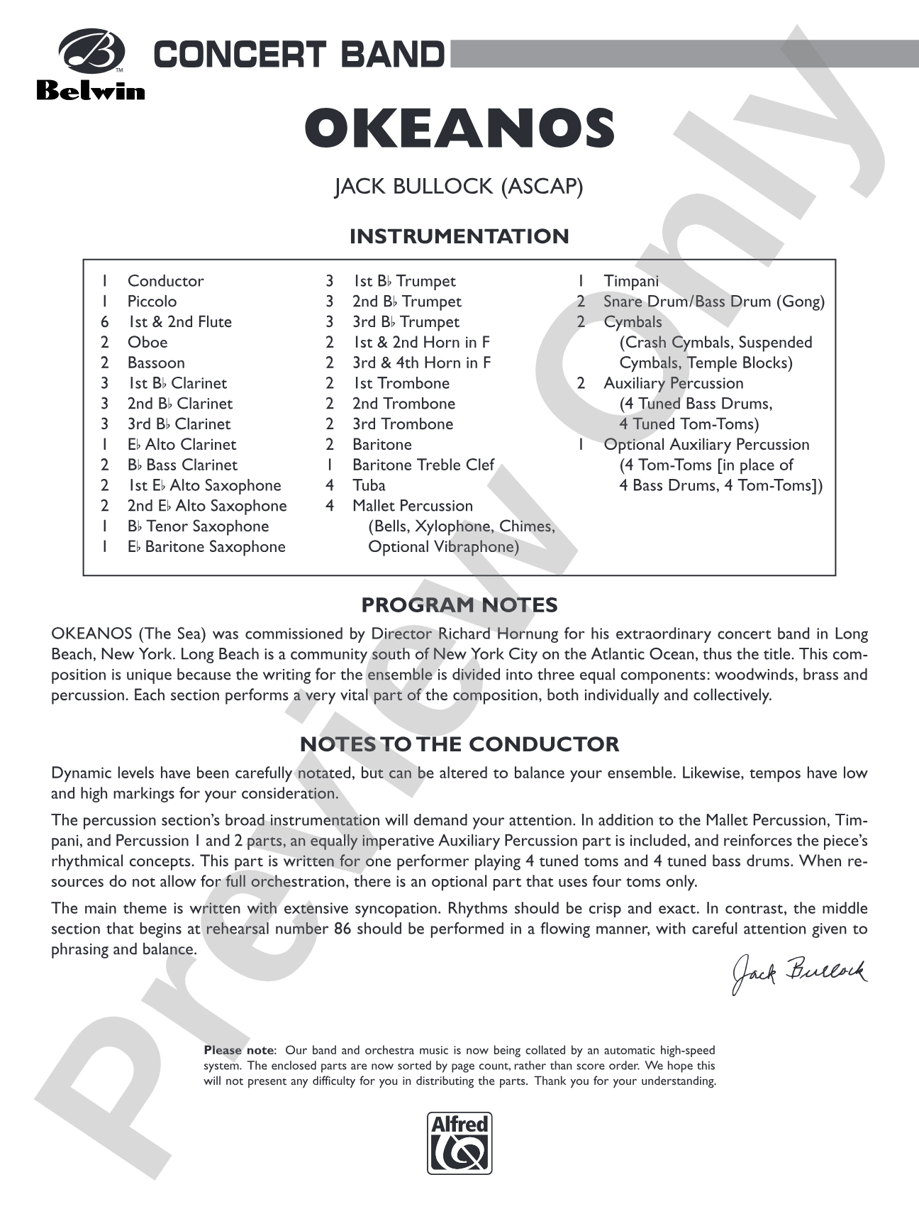 Okeanos: Concert Band Conductor Score & Parts