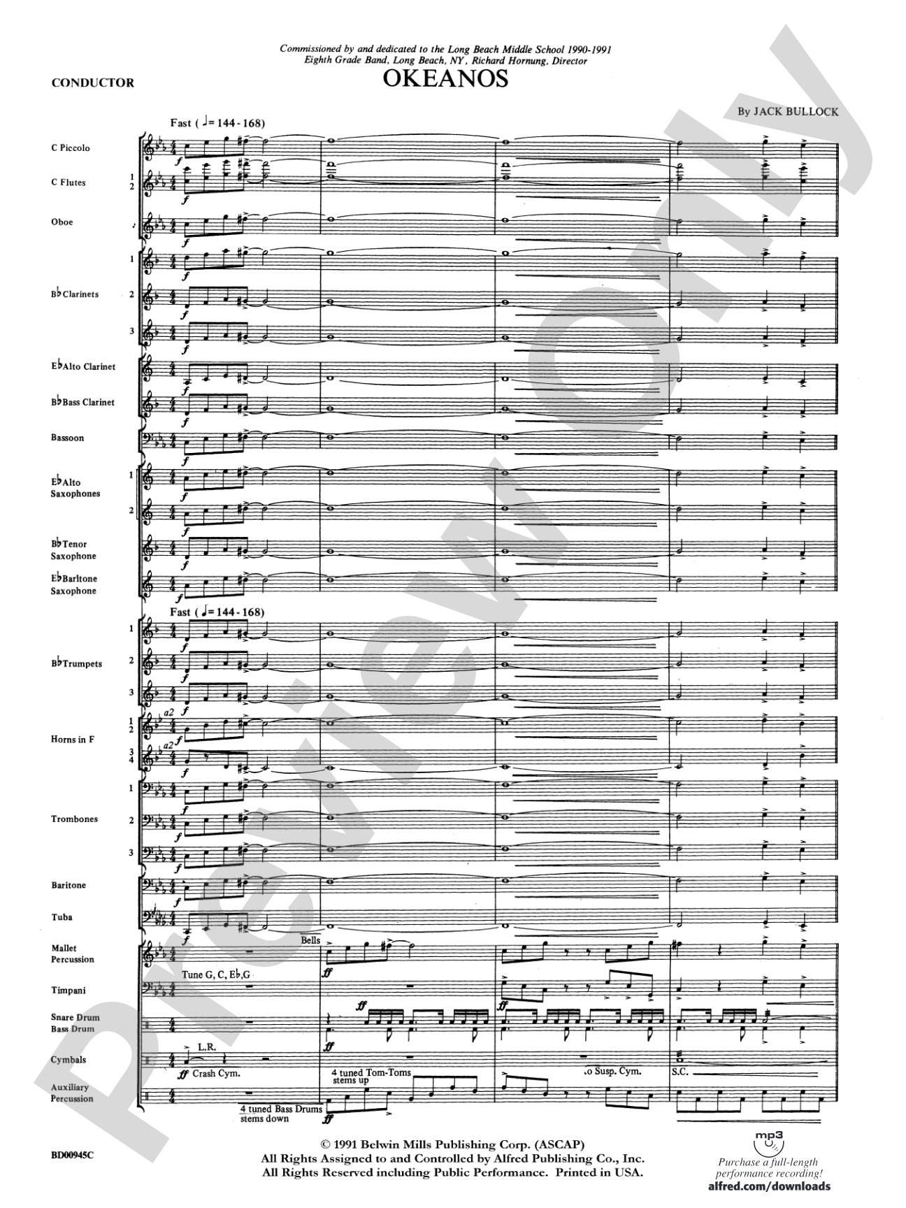 Okeanos: Concert Band Conductor Score & Parts