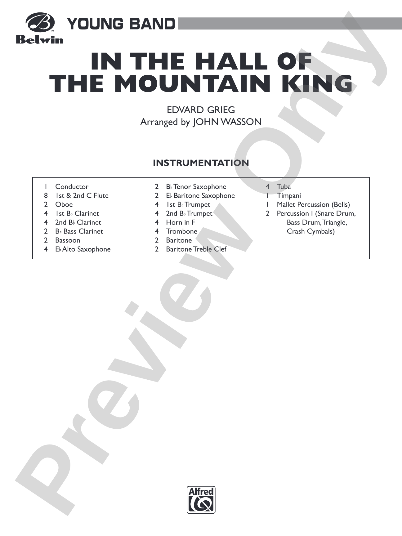In the Hall of the Mountain King (from Peer Gynt Suite No. 1): Concert Band Conductor Score & Parts