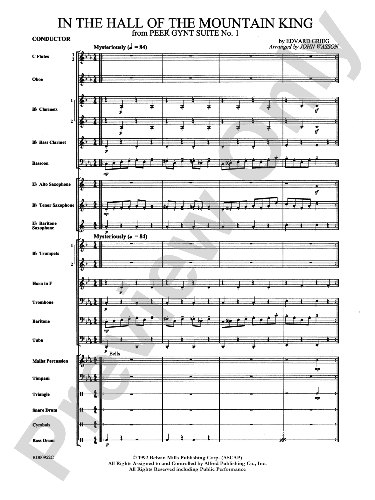 In the Hall of the Mountain King (from Peer Gynt Suite No. 1): Concert Band Conductor Score & Parts