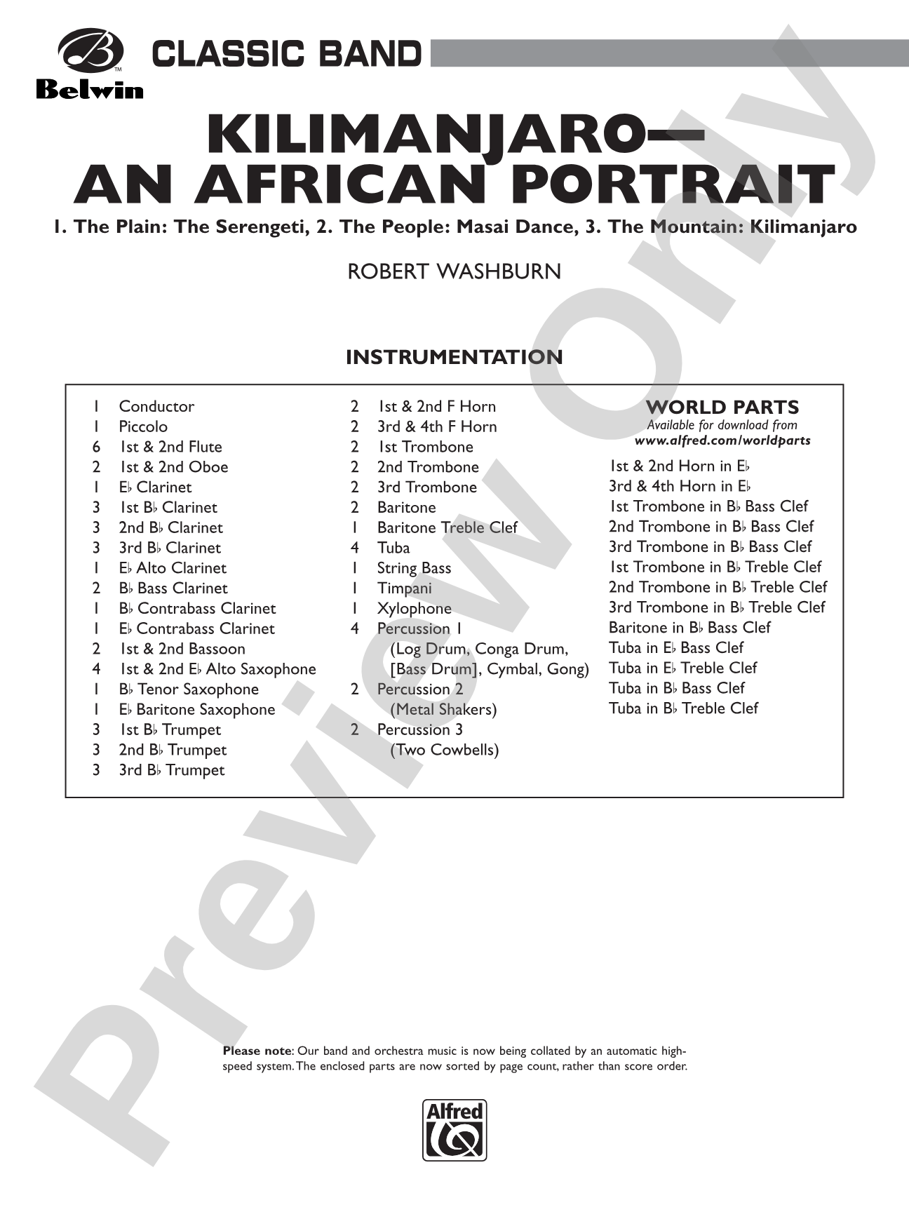 Kilimanjaro: An African Portrait: Concert Band Conductor Score & Parts