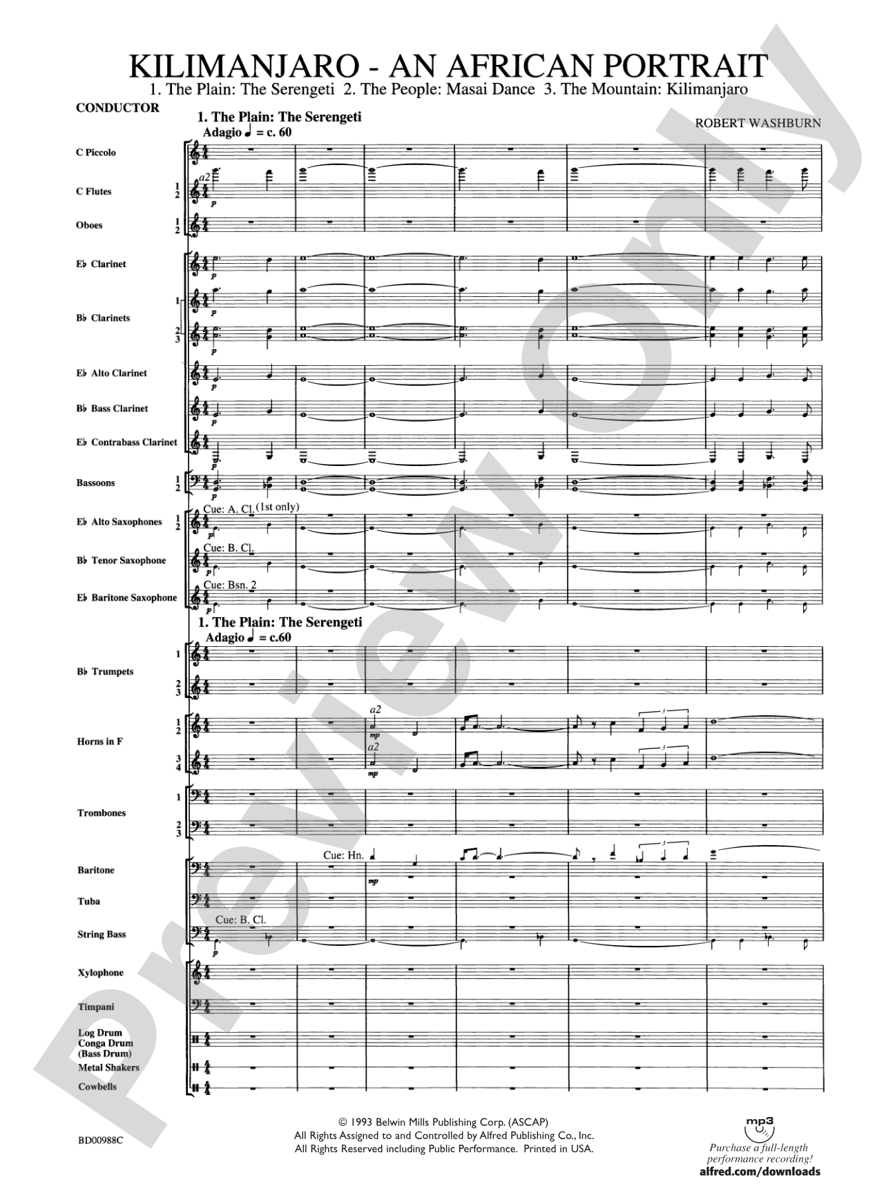Kilimanjaro: An African Portrait: Concert Band Conductor Score & Parts