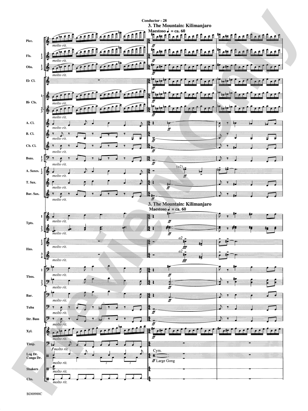 Kilimanjaro: An African Portrait: Concert Band Conductor Score & Parts