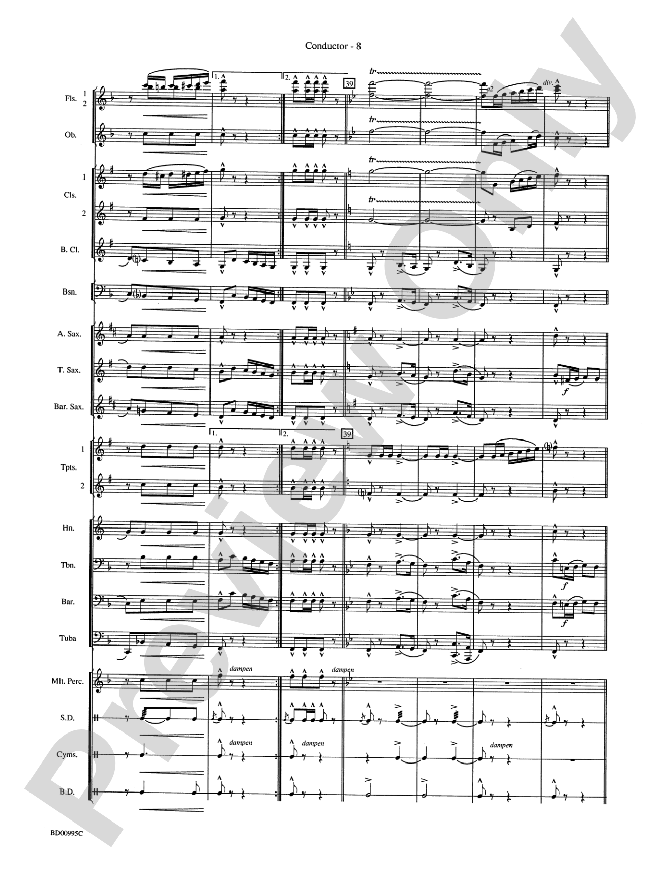 Rolling Thunder (Concert March): Concert Band Conductor Score & Parts