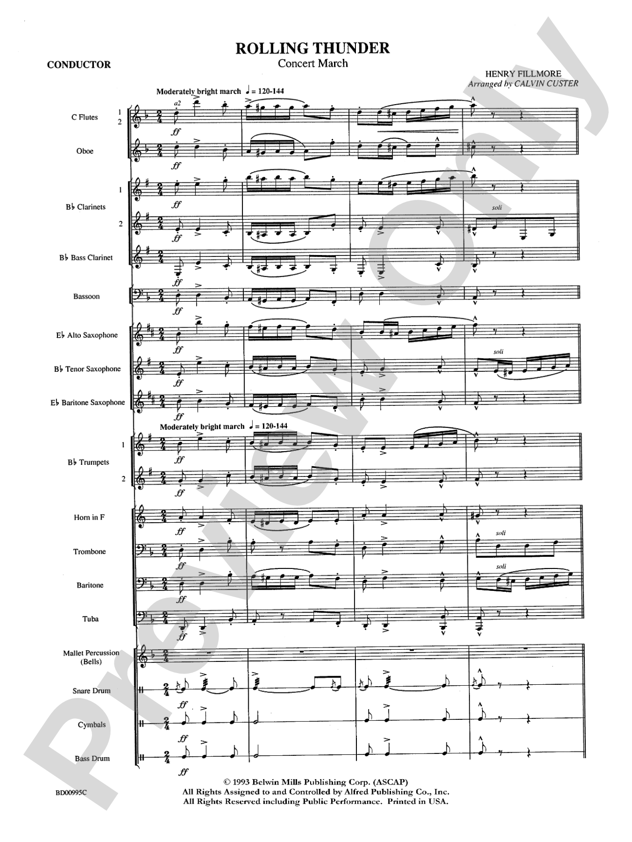 Rolling Thunder (Concert March): Concert Band Conductor Score & Parts