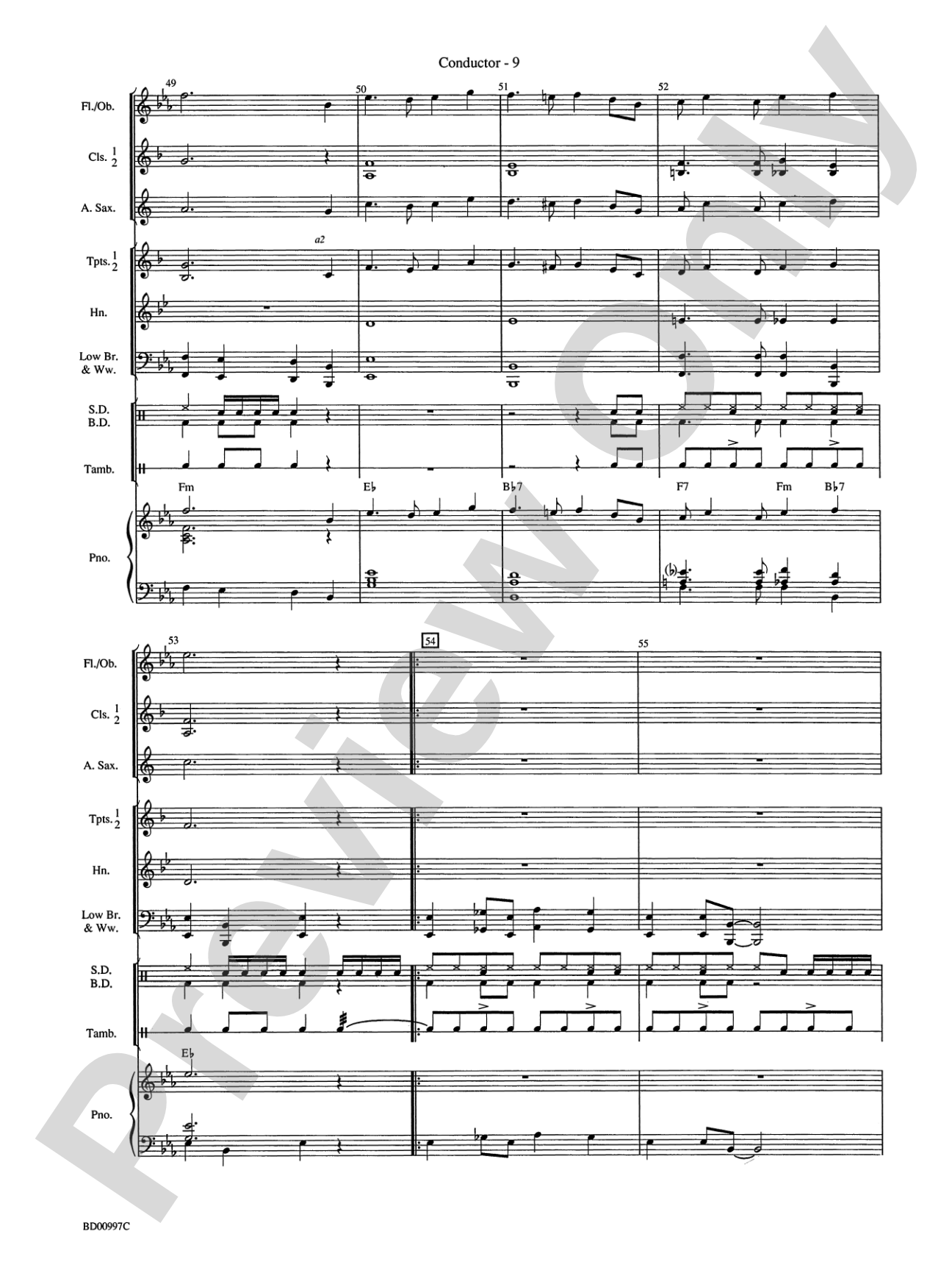 The Red, the White, and the Blues: Concert Band Conductor Score & Parts