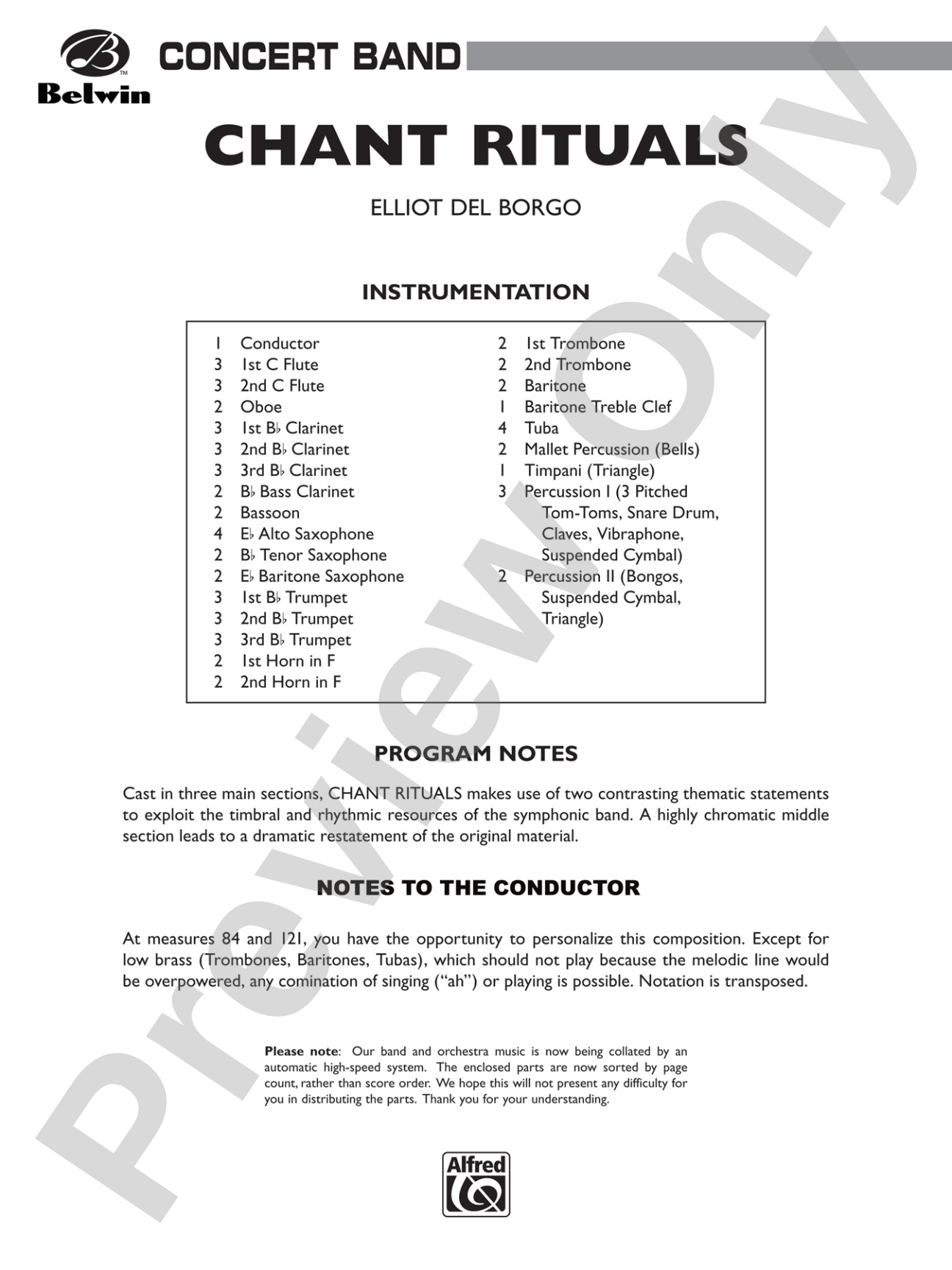Chant Rituals: Concert Band Conductor Score & Parts