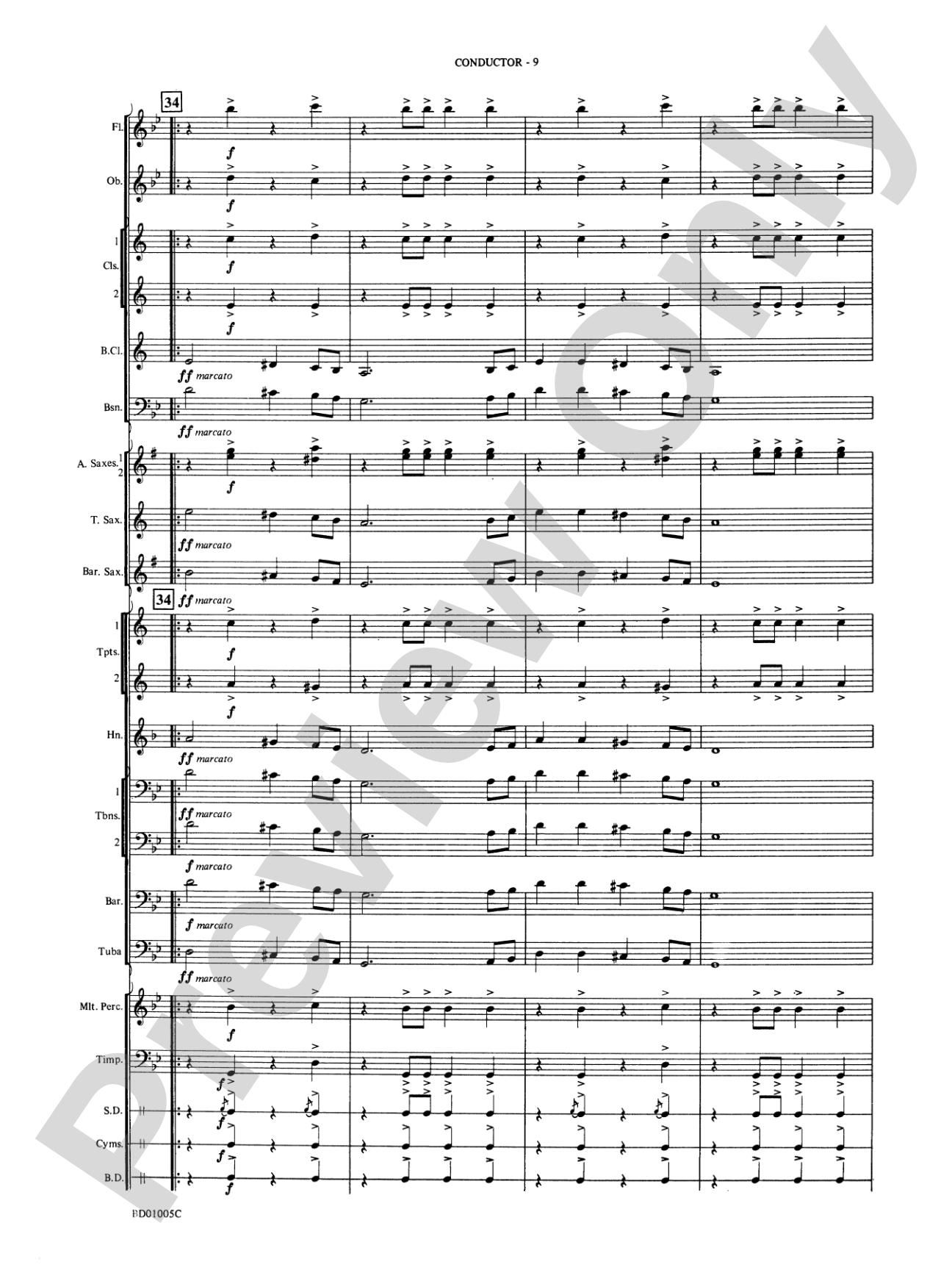 March Slav: Concert Band Conductor Score & Parts