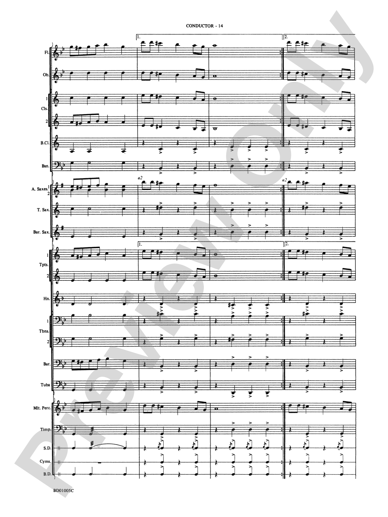 March Slav: Concert Band Conductor Score & Parts