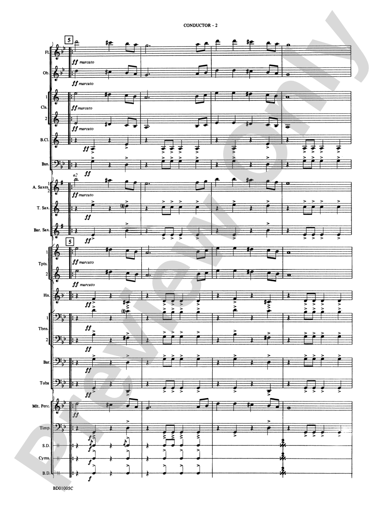March Slav: Concert Band Conductor Score & Parts