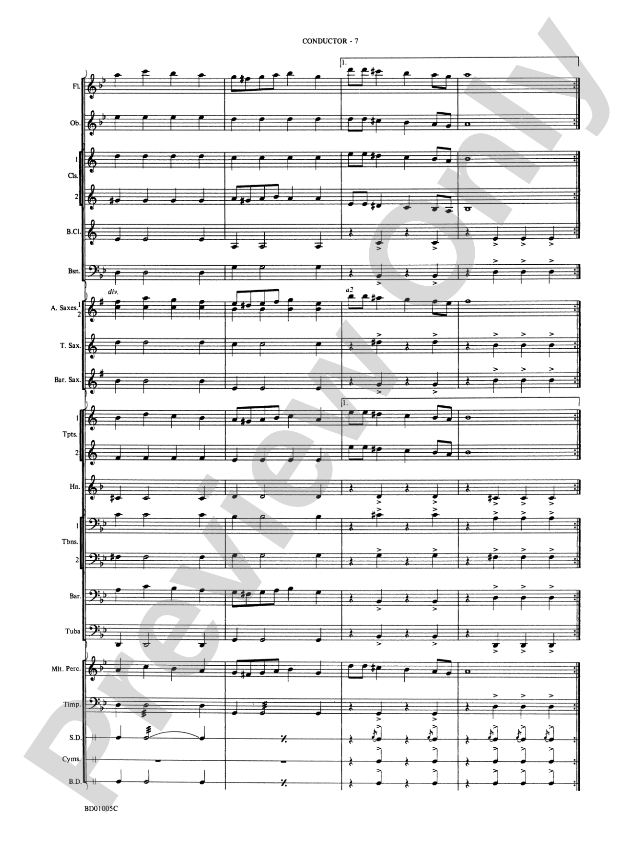 March Slav: Concert Band Conductor Score & Parts