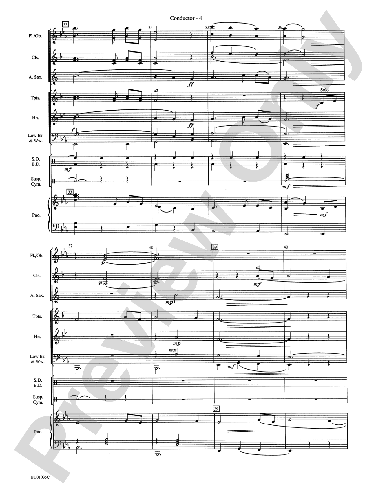 Amazing Grace: Concert Band Conductor Score & Parts