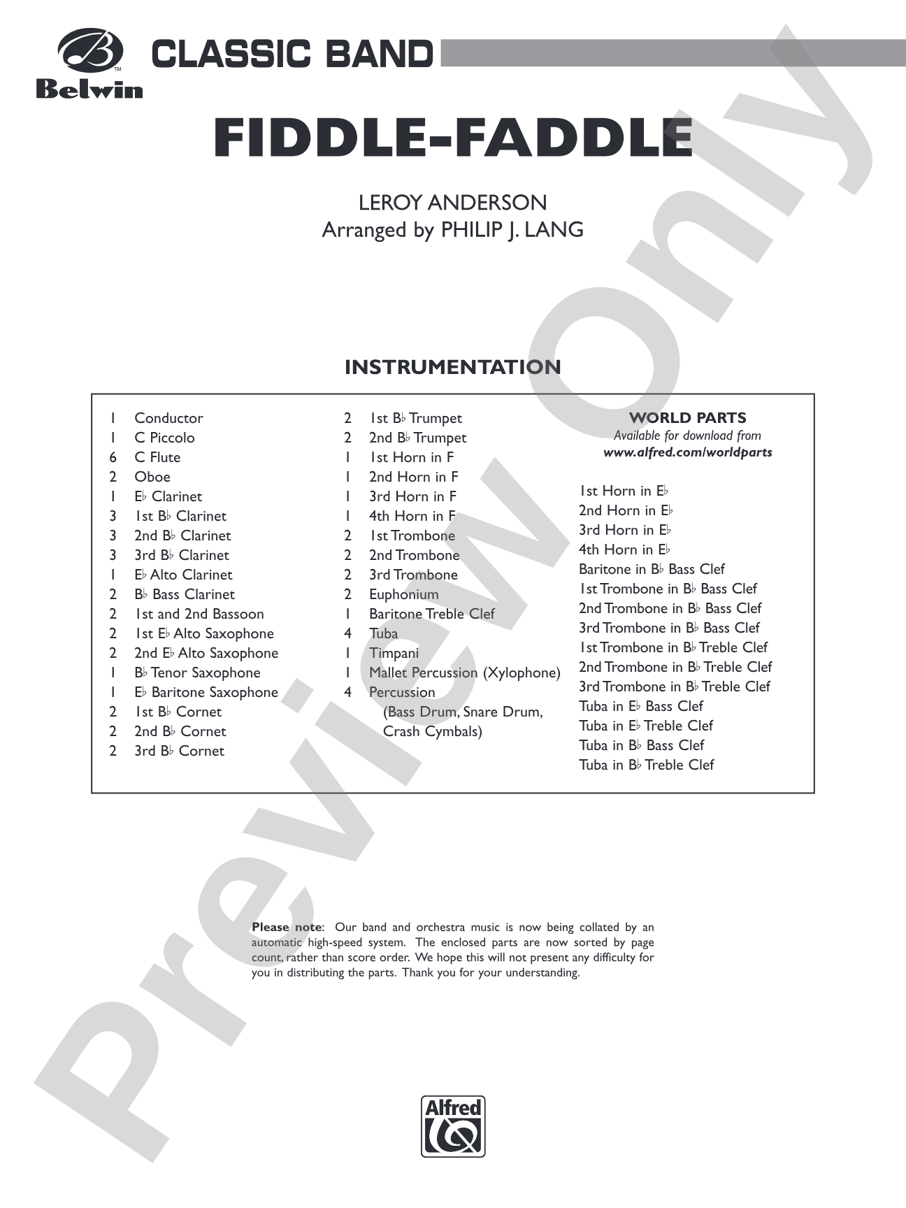 Fiddle-Faddle: Concert Band Conductor Score & Parts