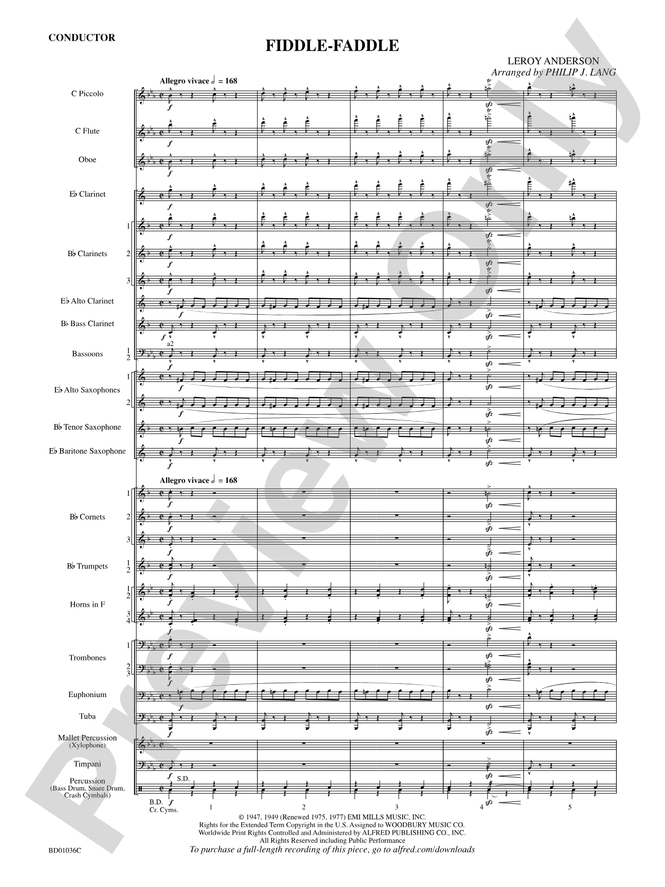 Fiddle-Faddle: Concert Band Conductor Score & Parts
