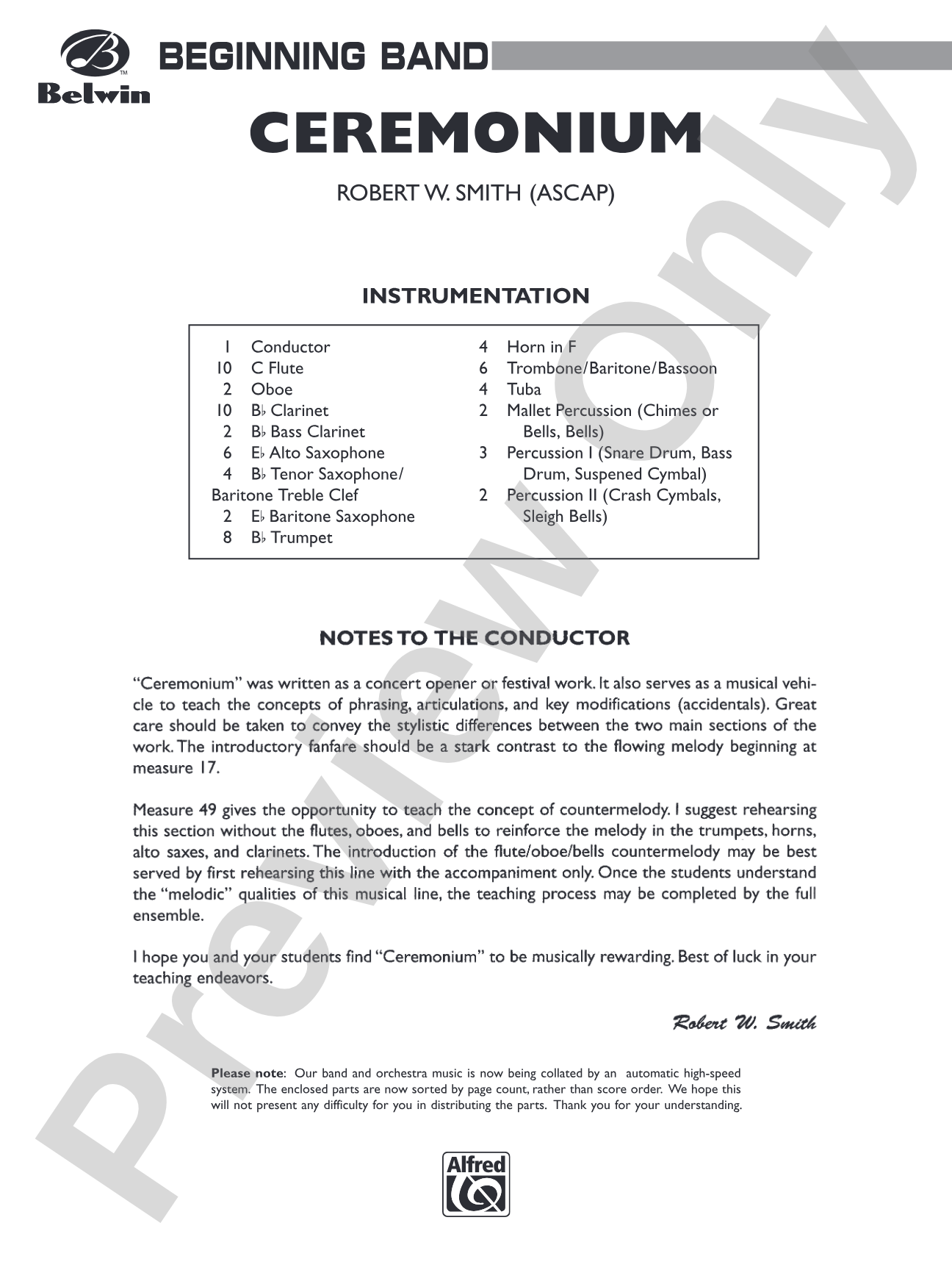 Ceremonium: Concert Band Conductor Score & Parts