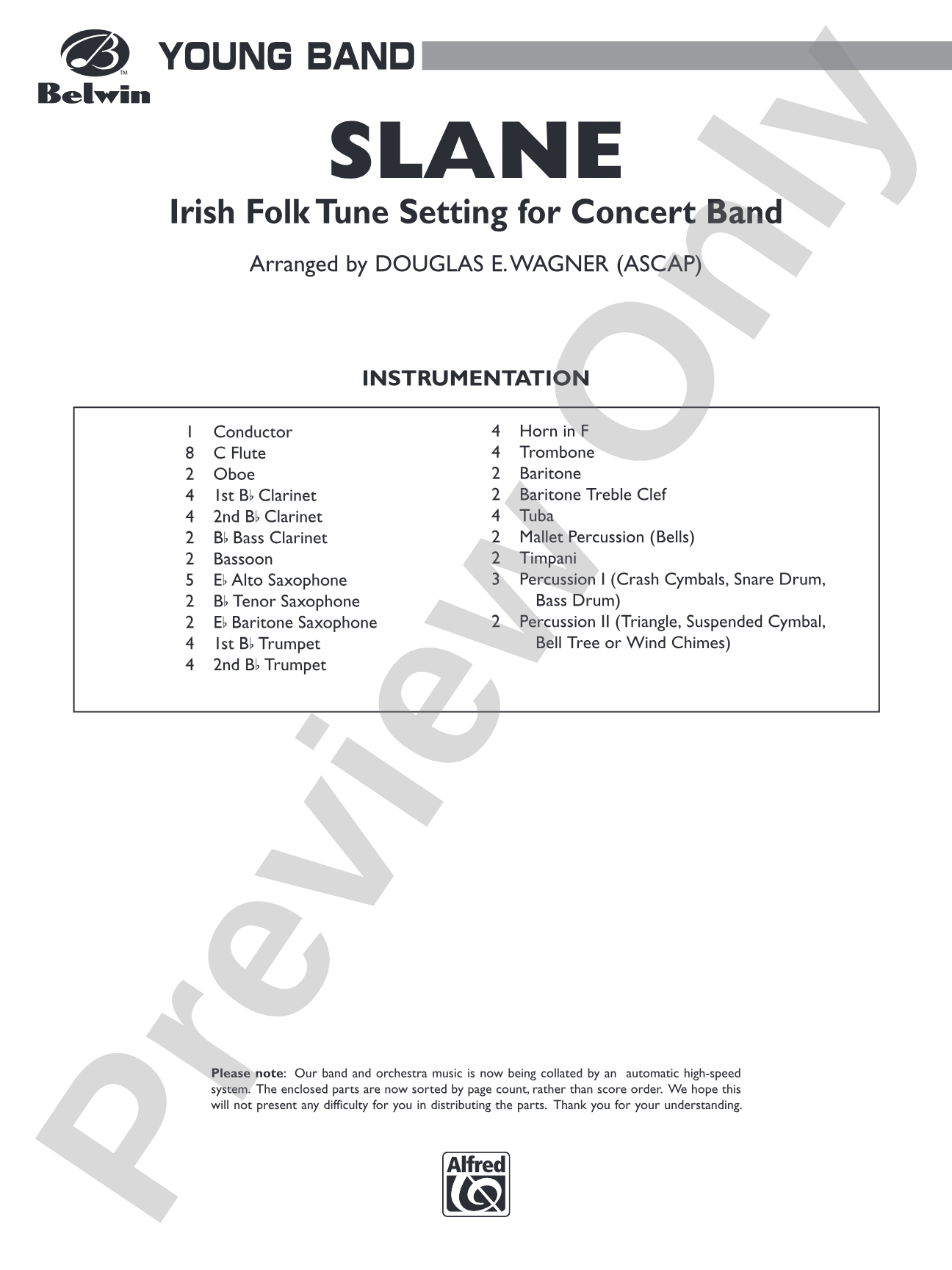 Slane: Concert Band Conductor Score & Parts