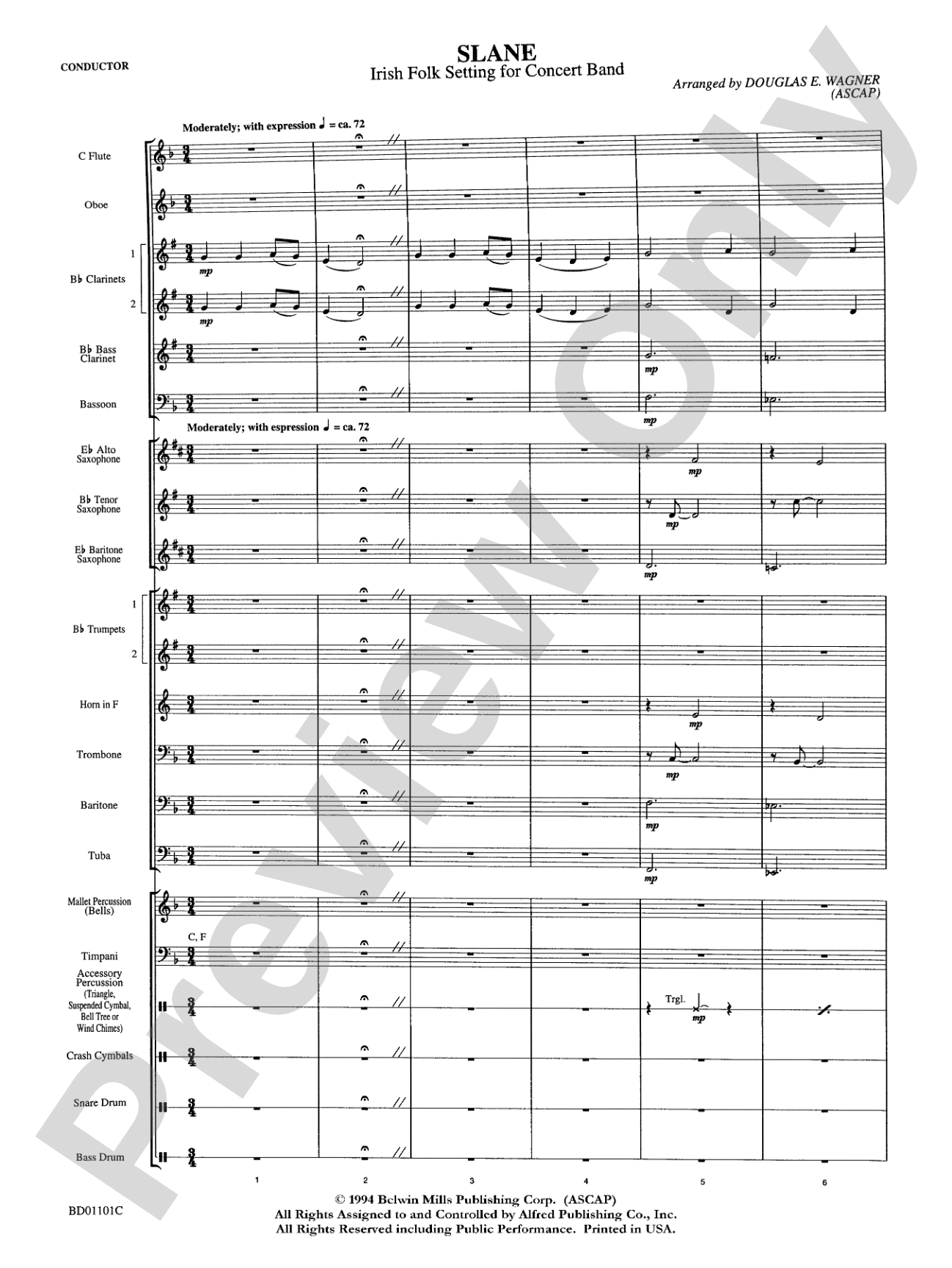 Slane: Concert Band Conductor Score & Parts