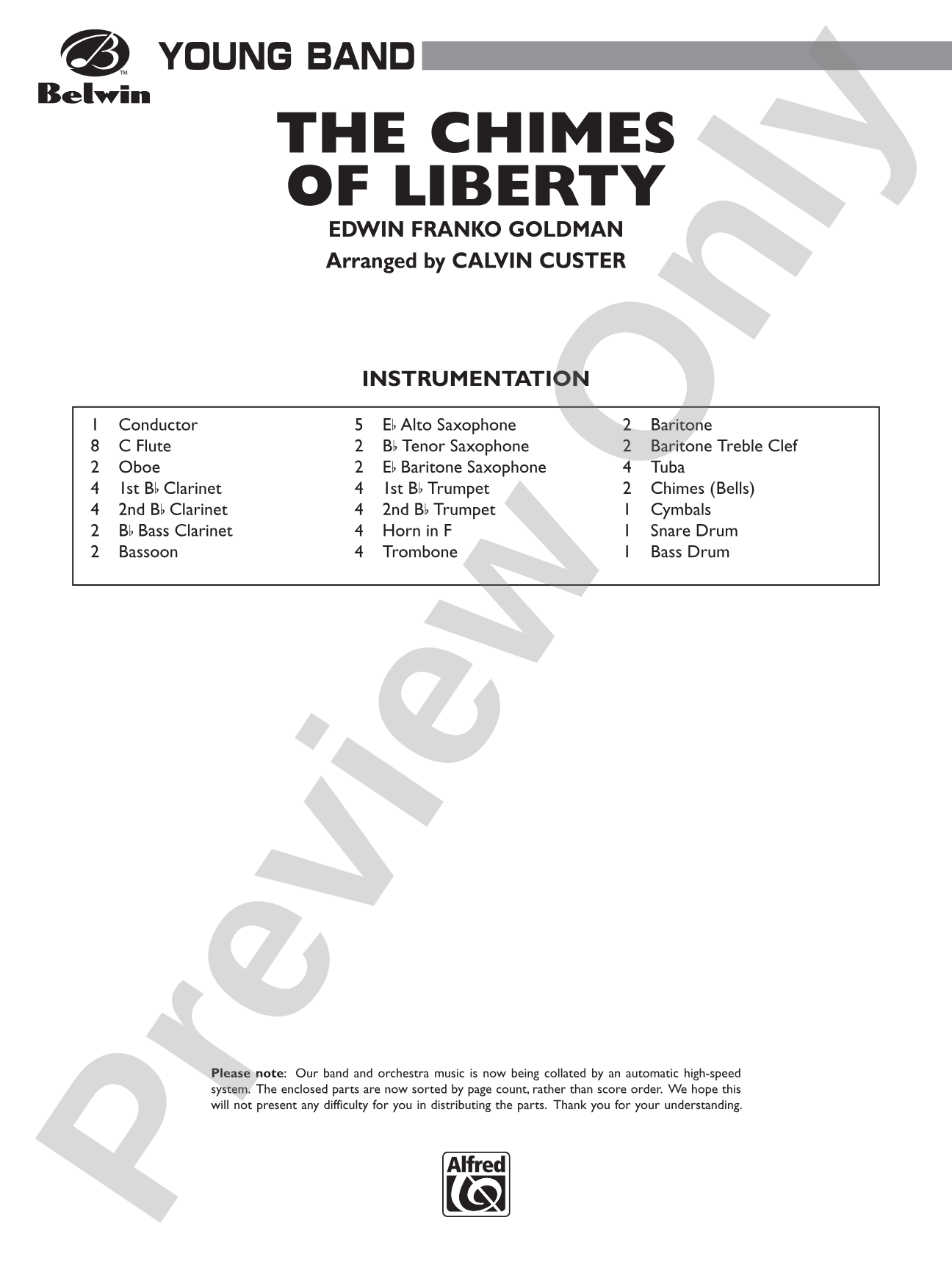 The Chimes of Liberty: Concert Band Conductor Score & Parts