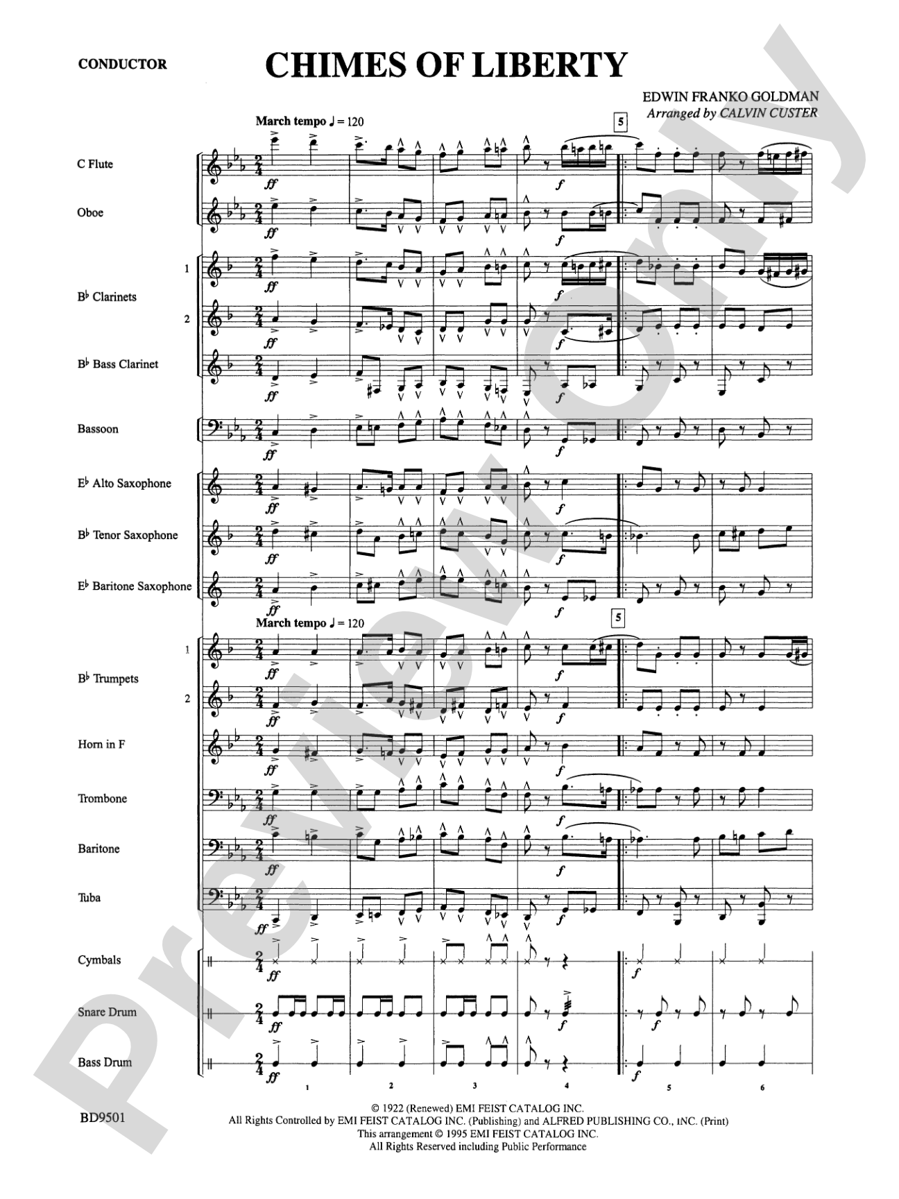 The Chimes of Liberty: Concert Band Conductor Score & Parts