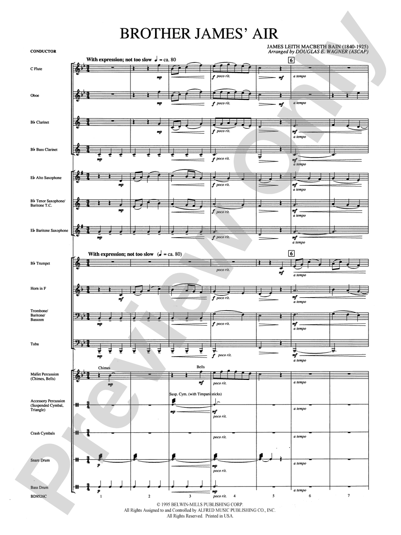 Brother James' Air: Concert Band Conductor Score & Parts
