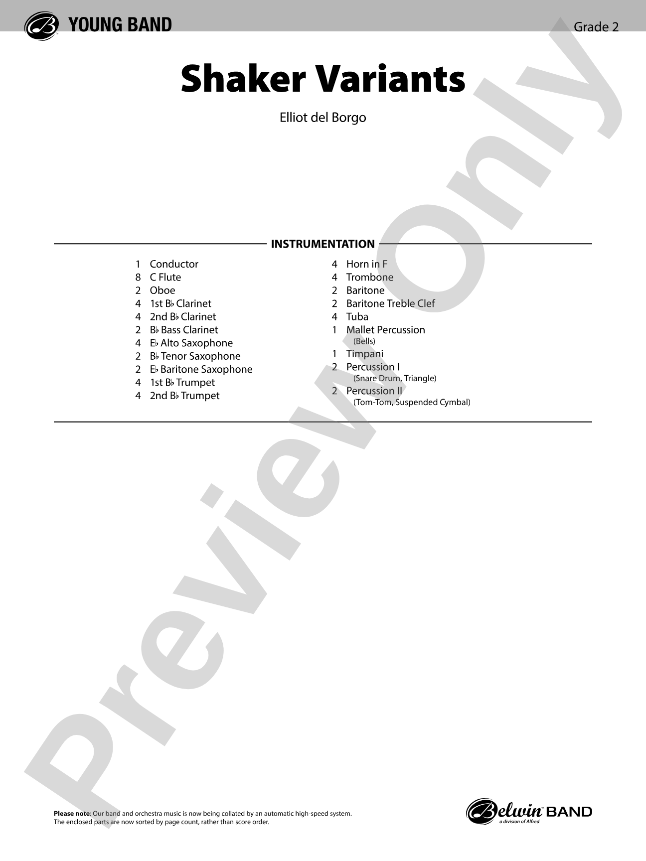 Shaker Variants: Concert Band Conductor Score & Parts