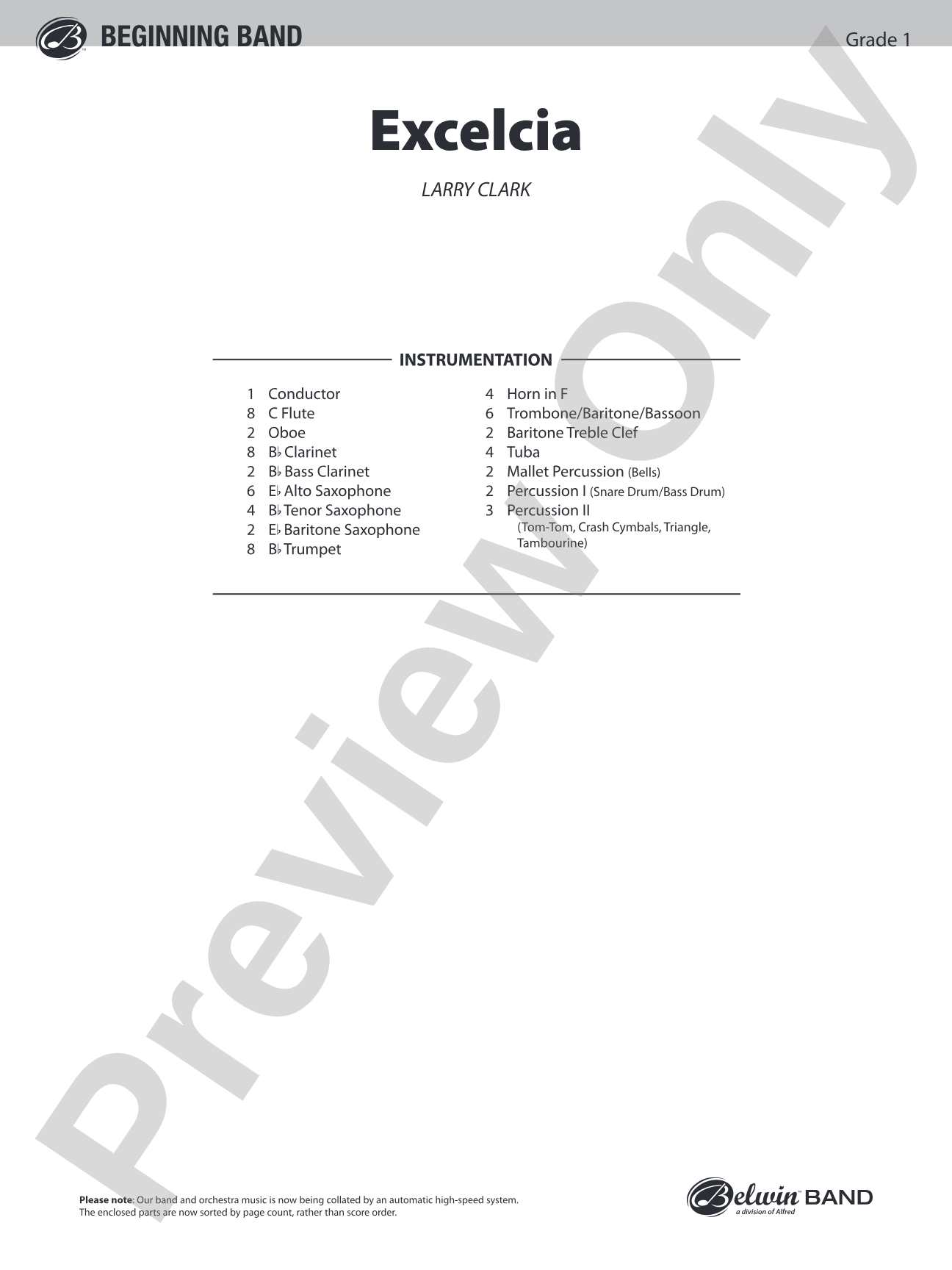 Excelcia: Concert Band Conductor Score & Parts