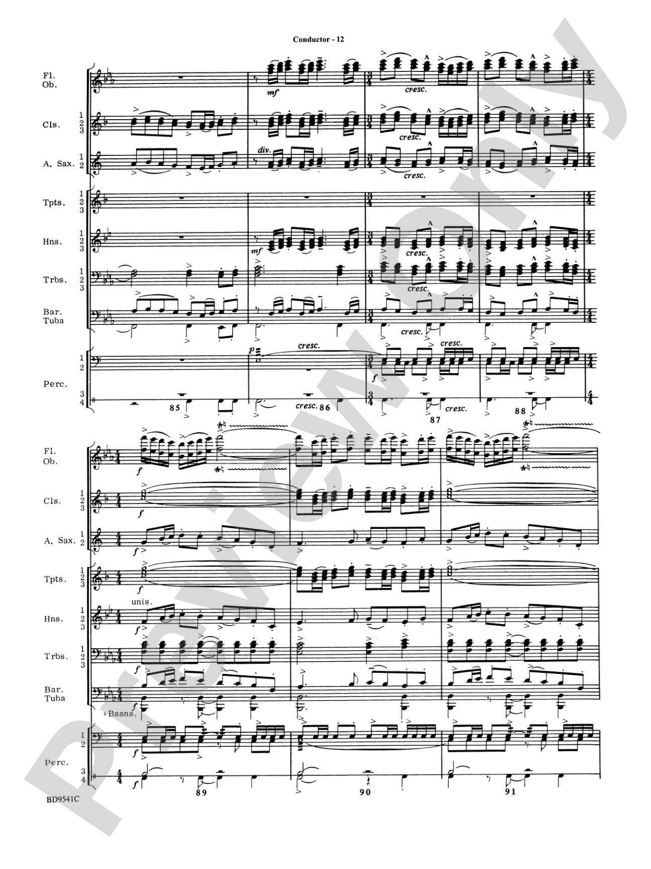 Alvamar Overture: Concert Band Conductor Score & Parts