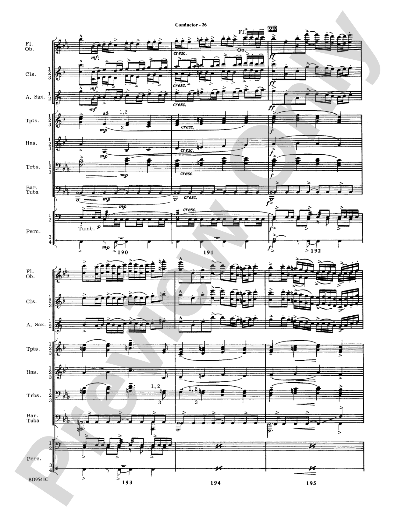 Alvamar Overture: Concert Band Conductor Score & Parts