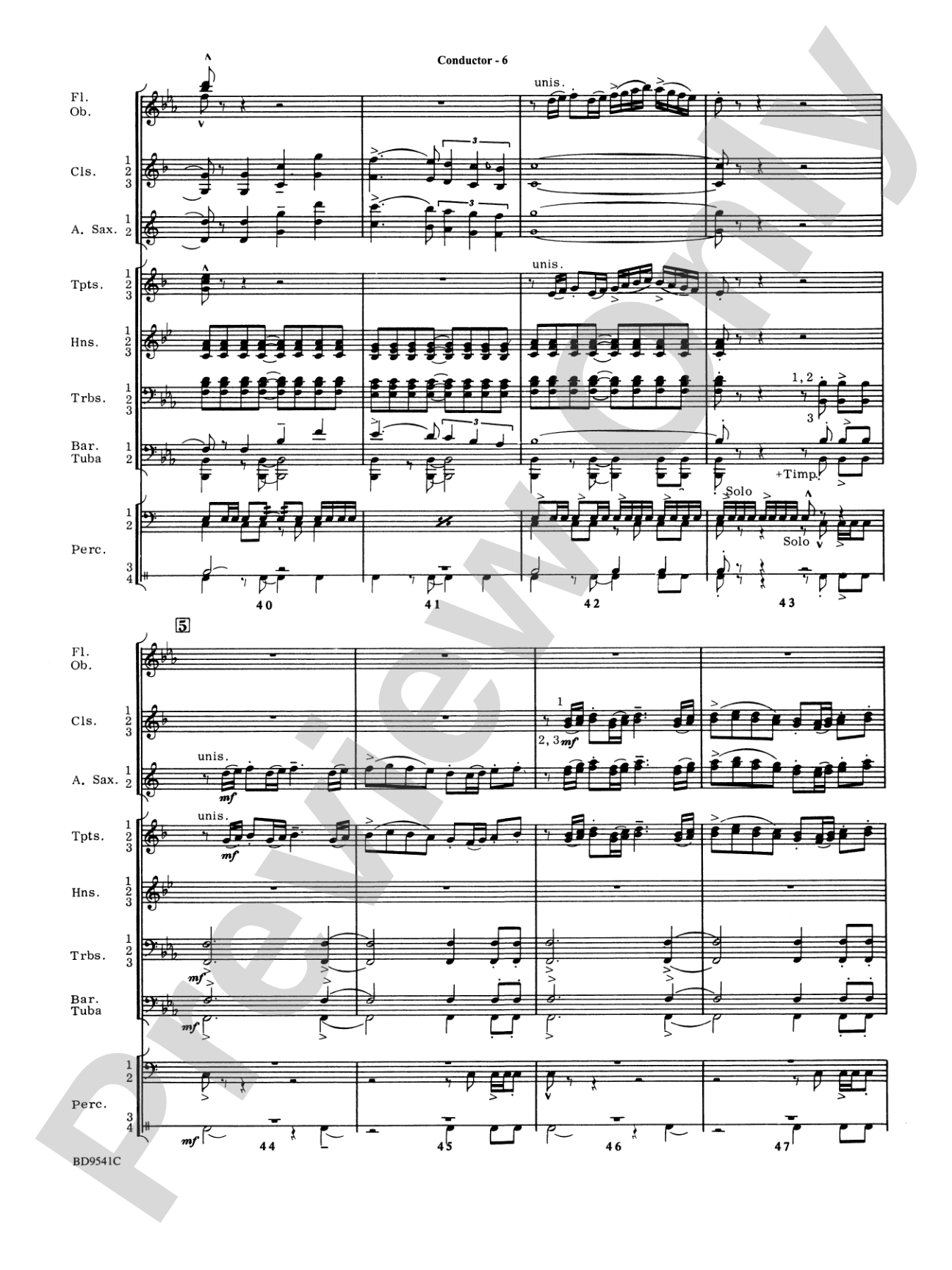Alvamar Overture: Concert Band Conductor Score & Parts