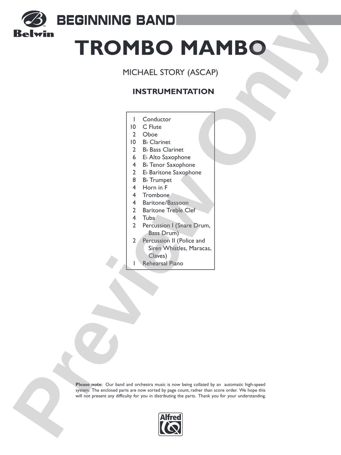 Trombo Mambo (Trombone Feature): Concert Band Conductor Score & Parts