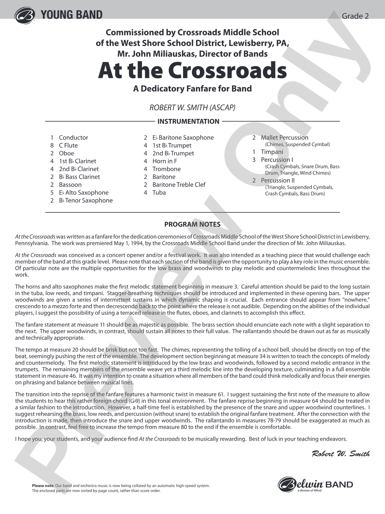 At the Crossroads: Concert Band Conductor Score & Parts