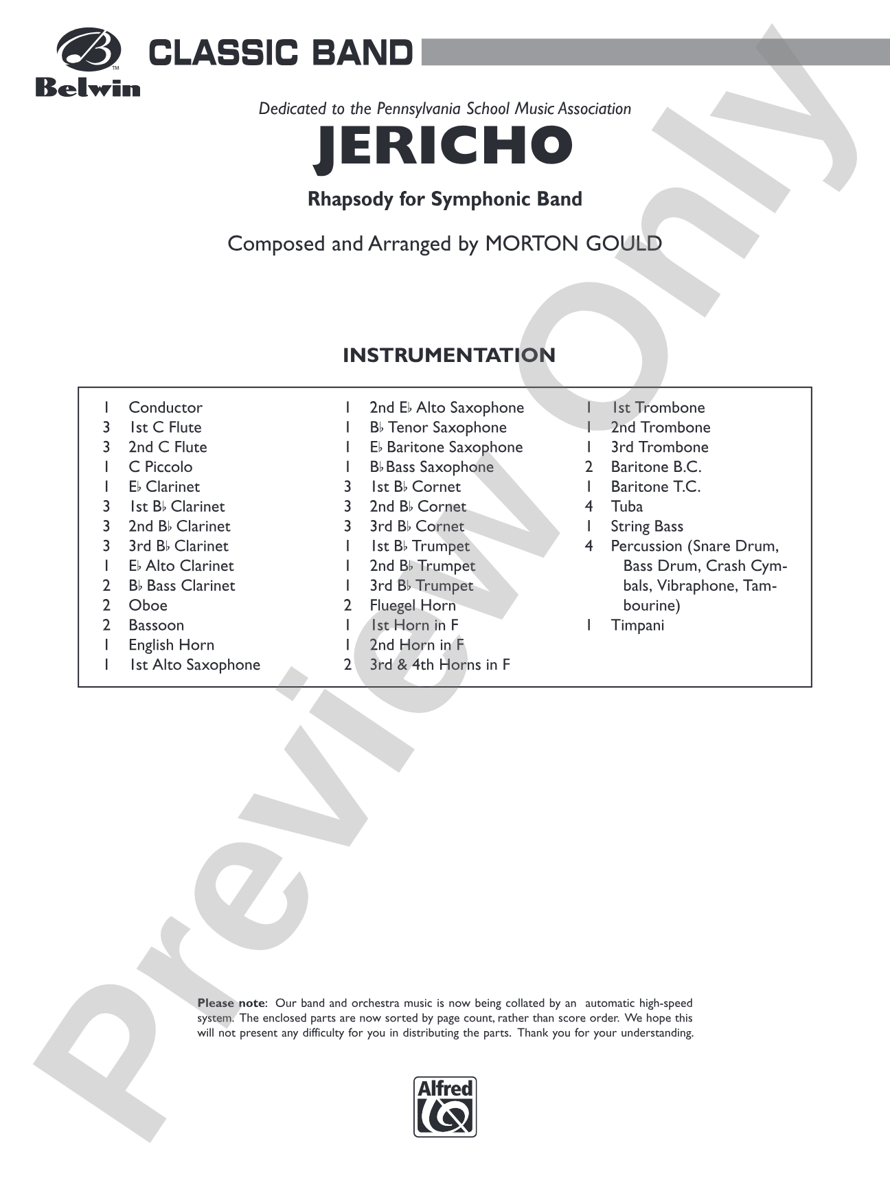 Jericho: Concert Band Conductor Score & Parts
