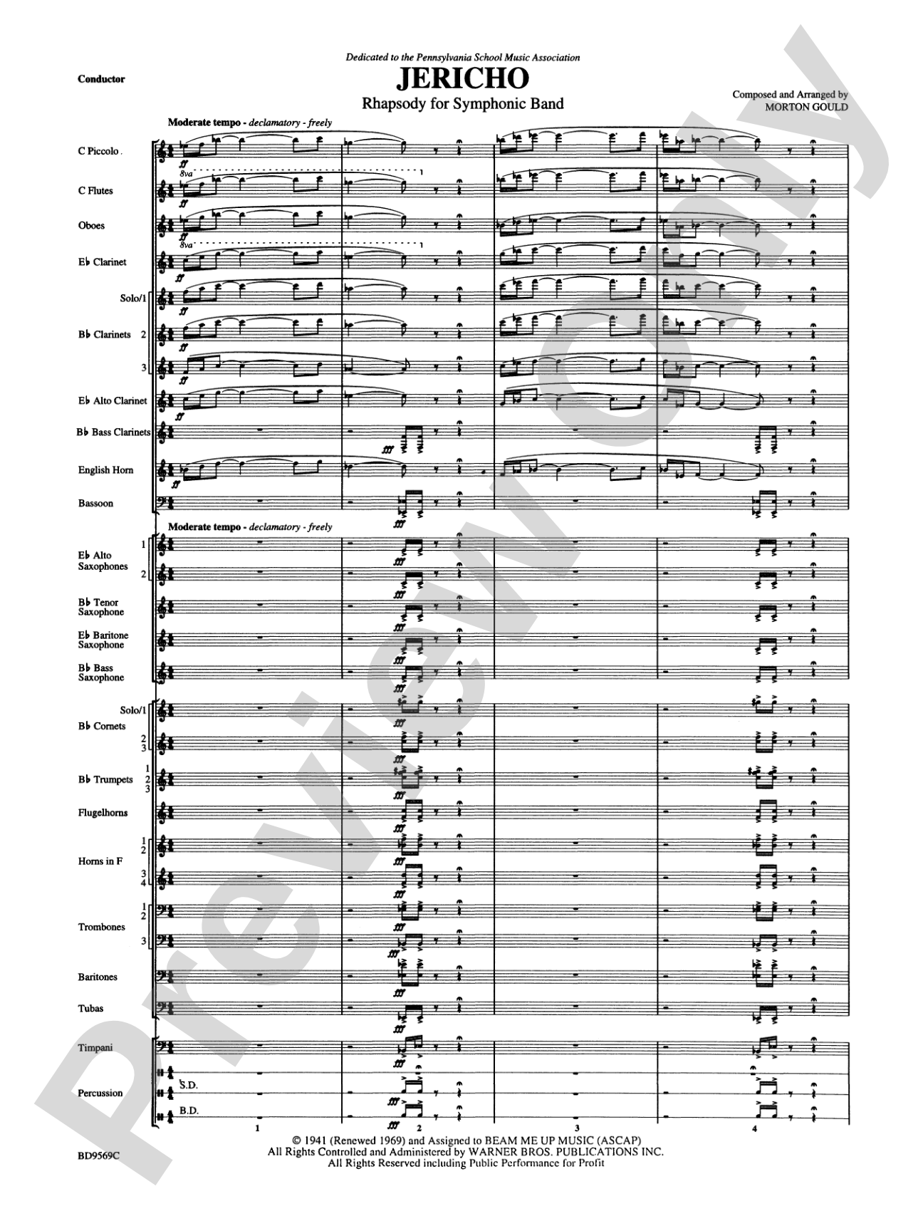 Jericho: Concert Band Conductor Score & Parts
