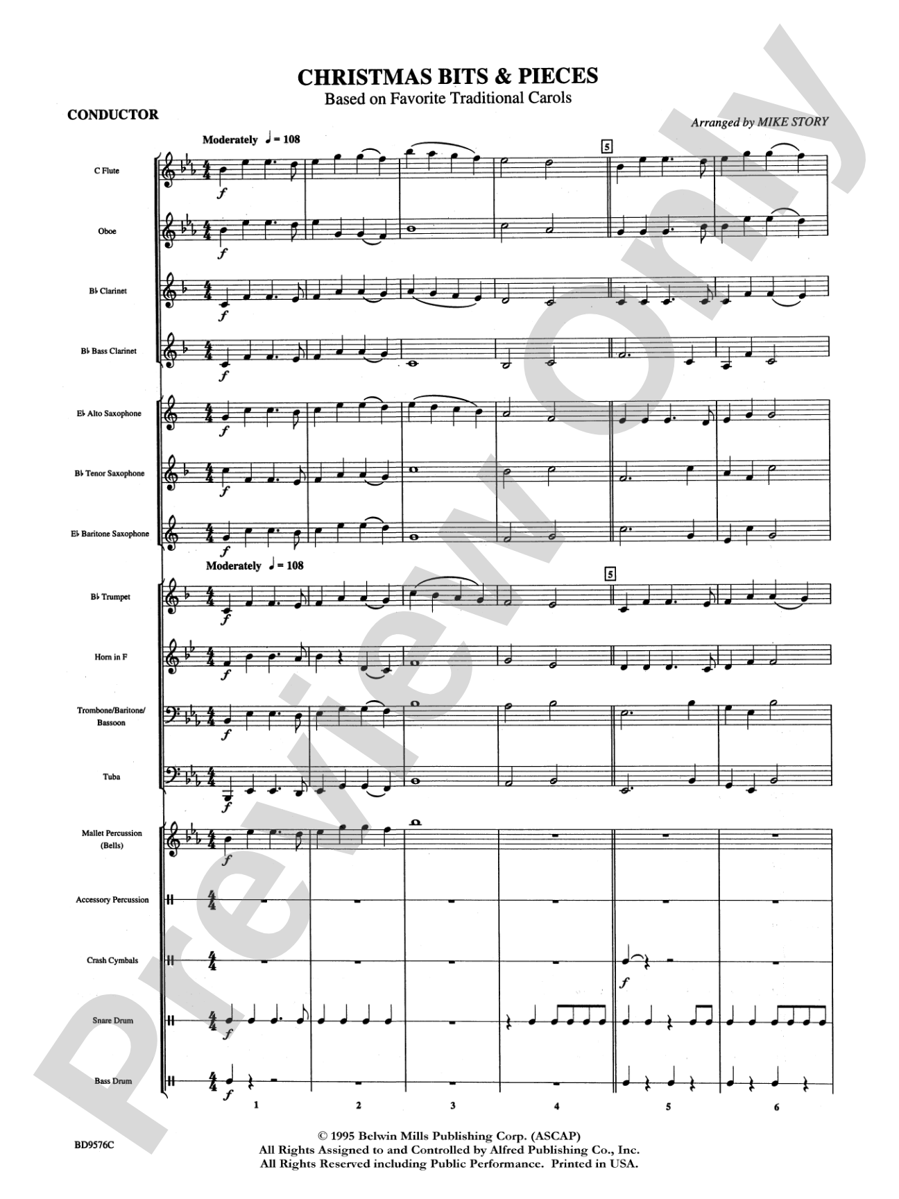 Christmas Bits & Pieces (based on Favorite Traditional Carols): Concert Band Conductor Score & Parts