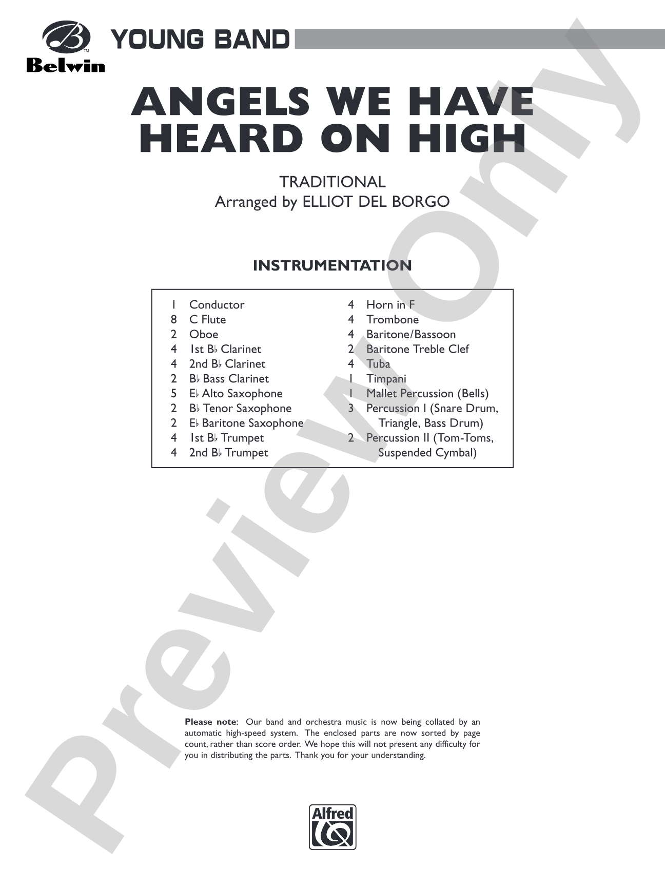 Angels We Have Heard on High: Concert Band Conductor Score & Parts