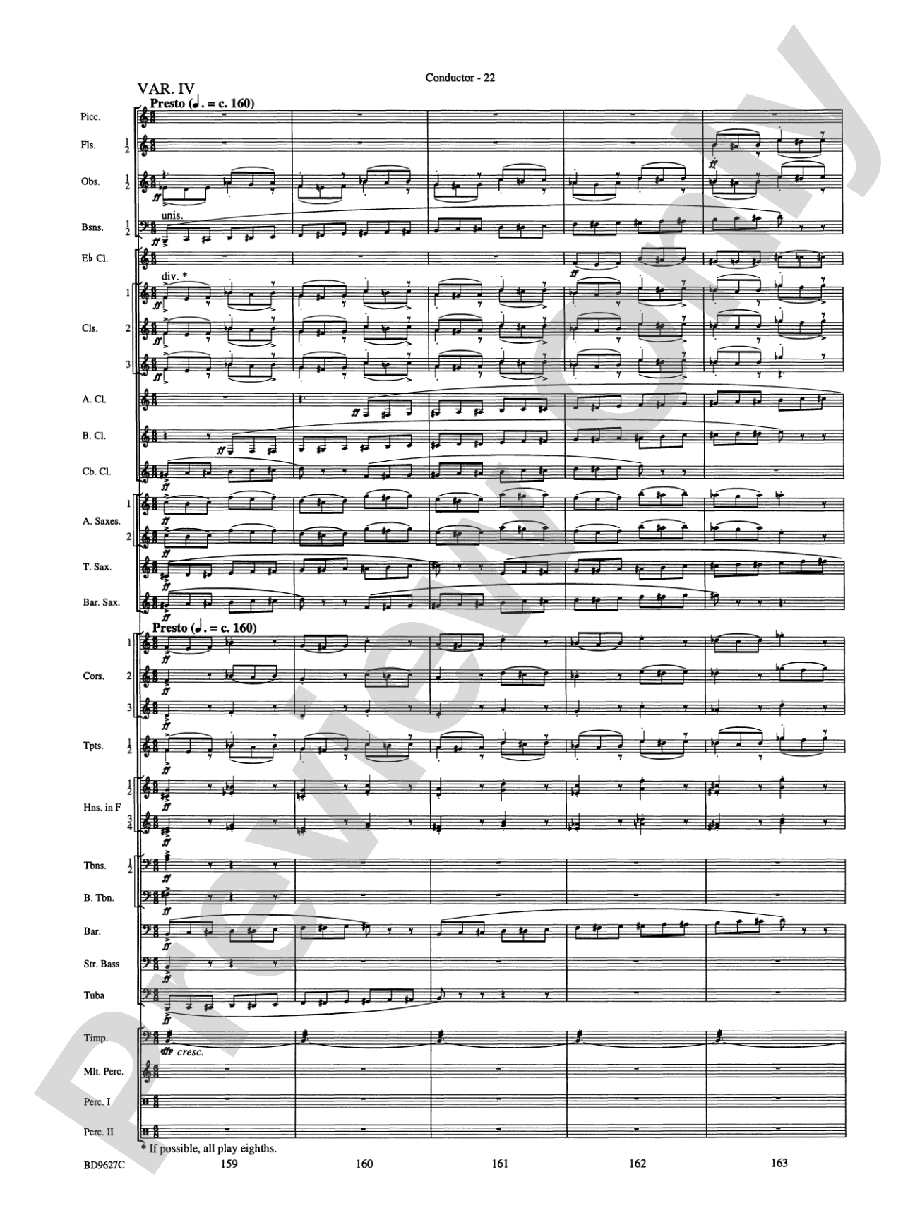 Variations on a Theme of Robert Schumann: Concert Band Conductor Score & Parts