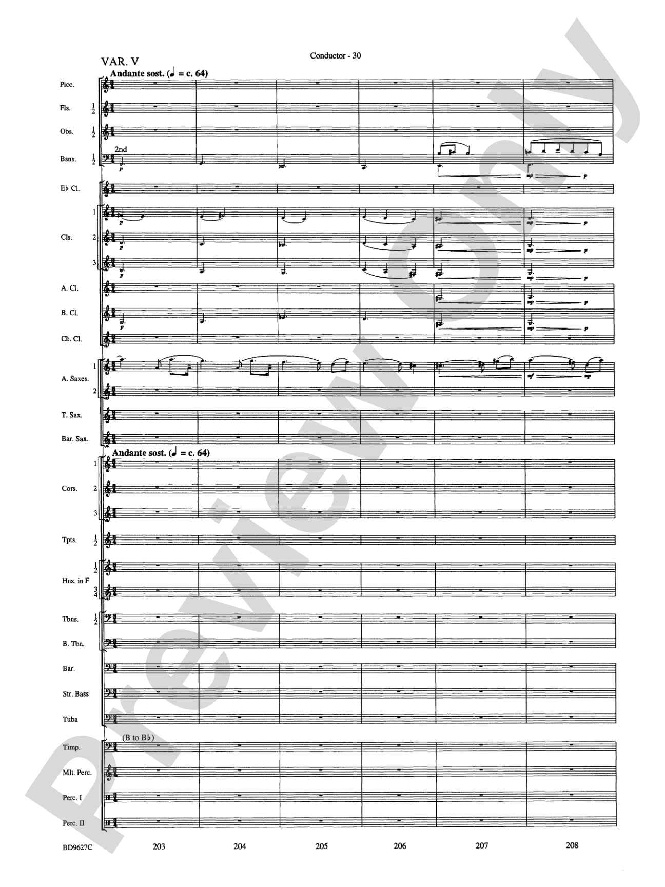 Variations on a Theme of Robert Schumann: Concert Band Conductor Score & Parts