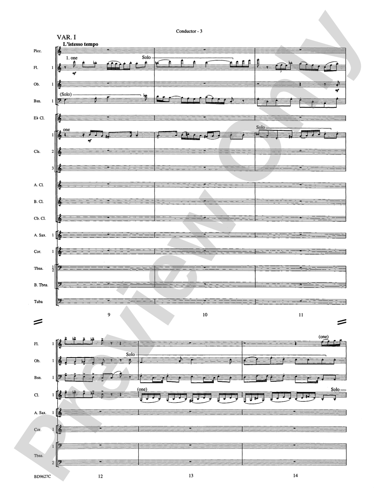 Variations on a Theme of Robert Schumann: Concert Band Conductor Score & Parts