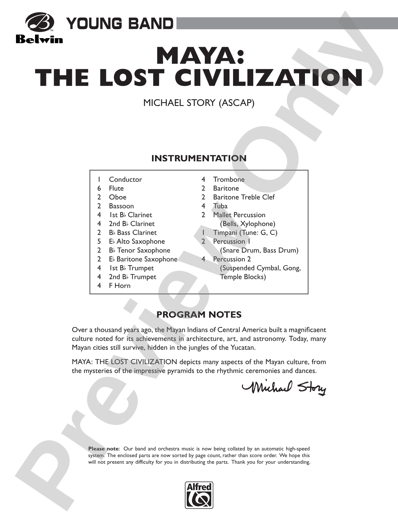 Maya: The Lost Civilization: Concert Band Conductor Score & Parts
