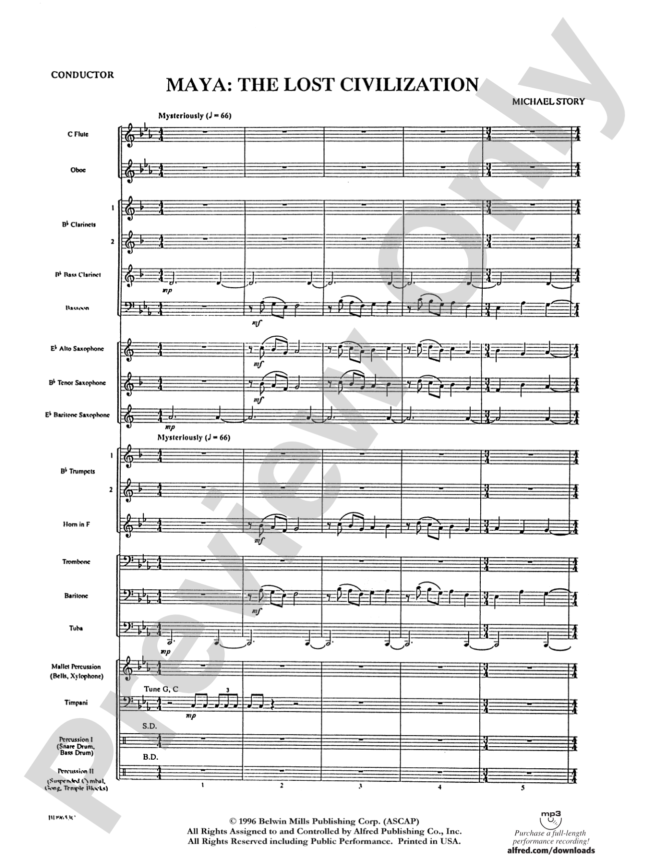 Maya: The Lost Civilization: Concert Band Conductor Score & Parts
