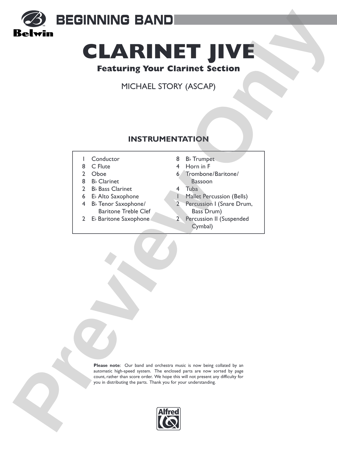 Clarinet Jive: Concert Band Conductor Score & Parts