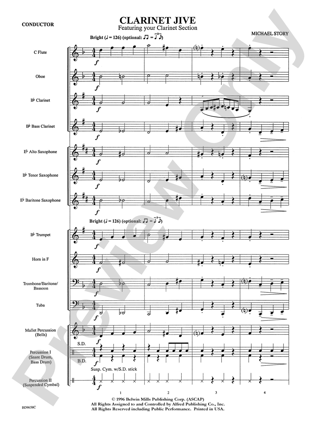 Clarinet Jive: Concert Band Conductor Score & Parts