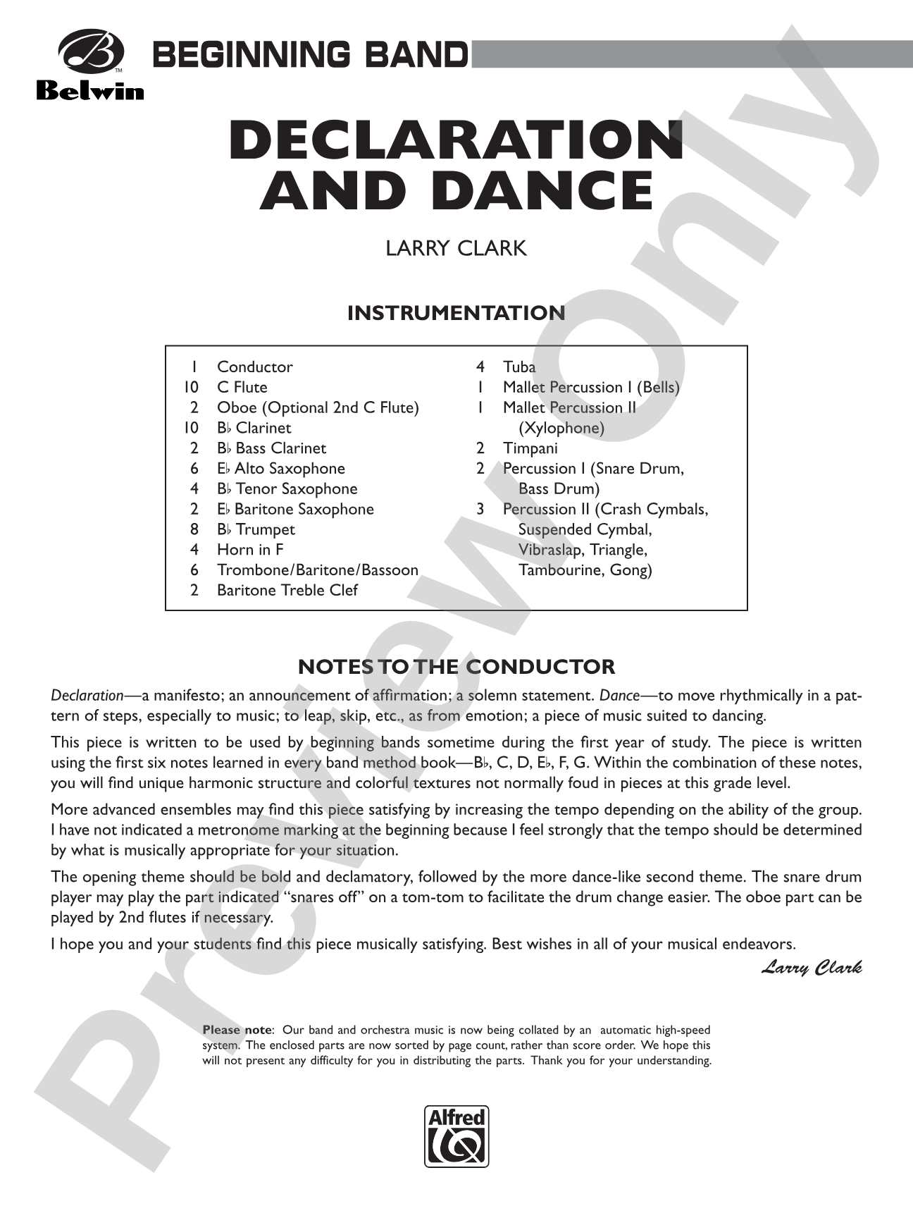Declaration and Dance: Concert Band Conductor Score & Parts