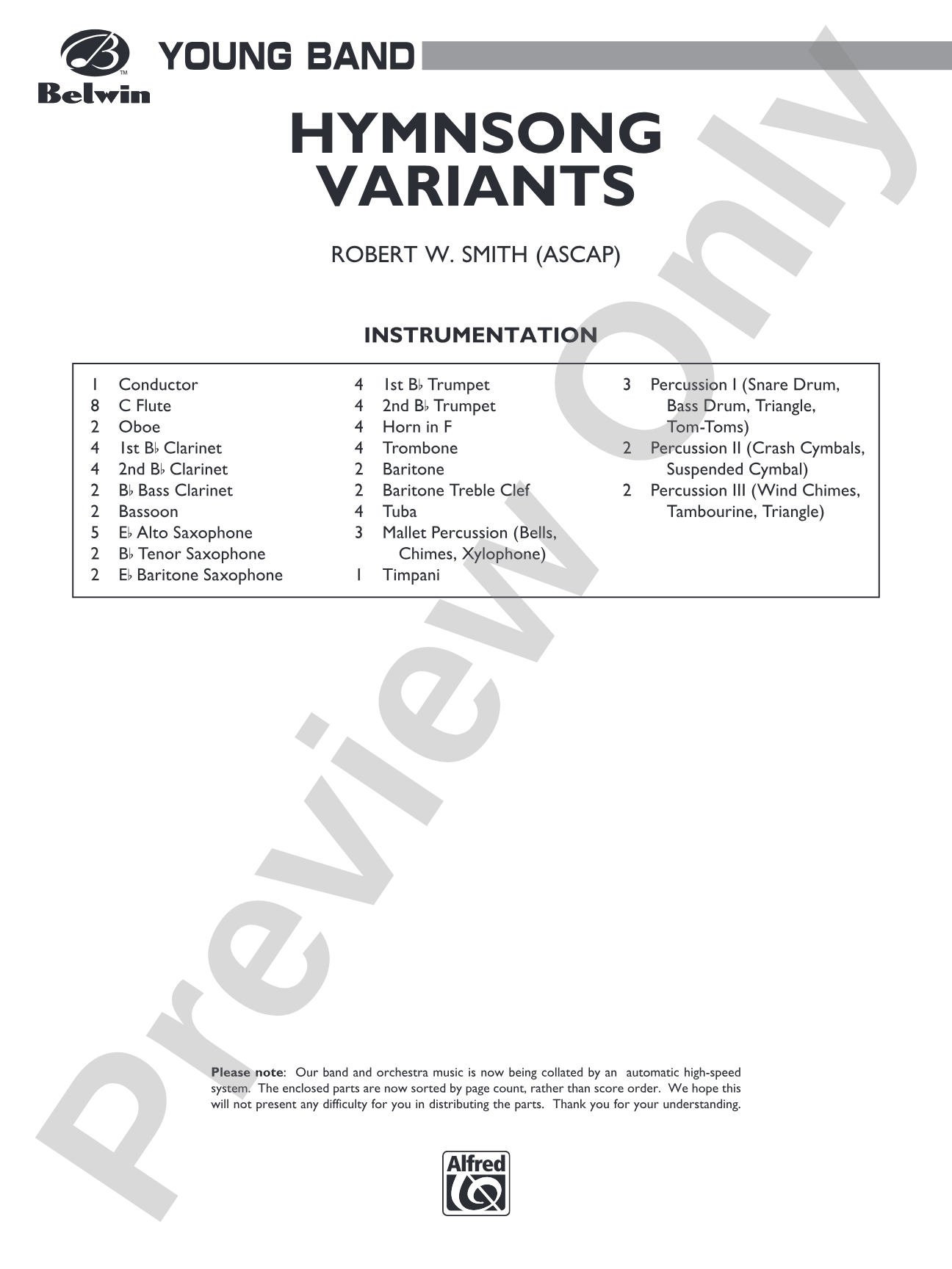 Hymnsong Variants: Concert Band Conductor Score & Parts